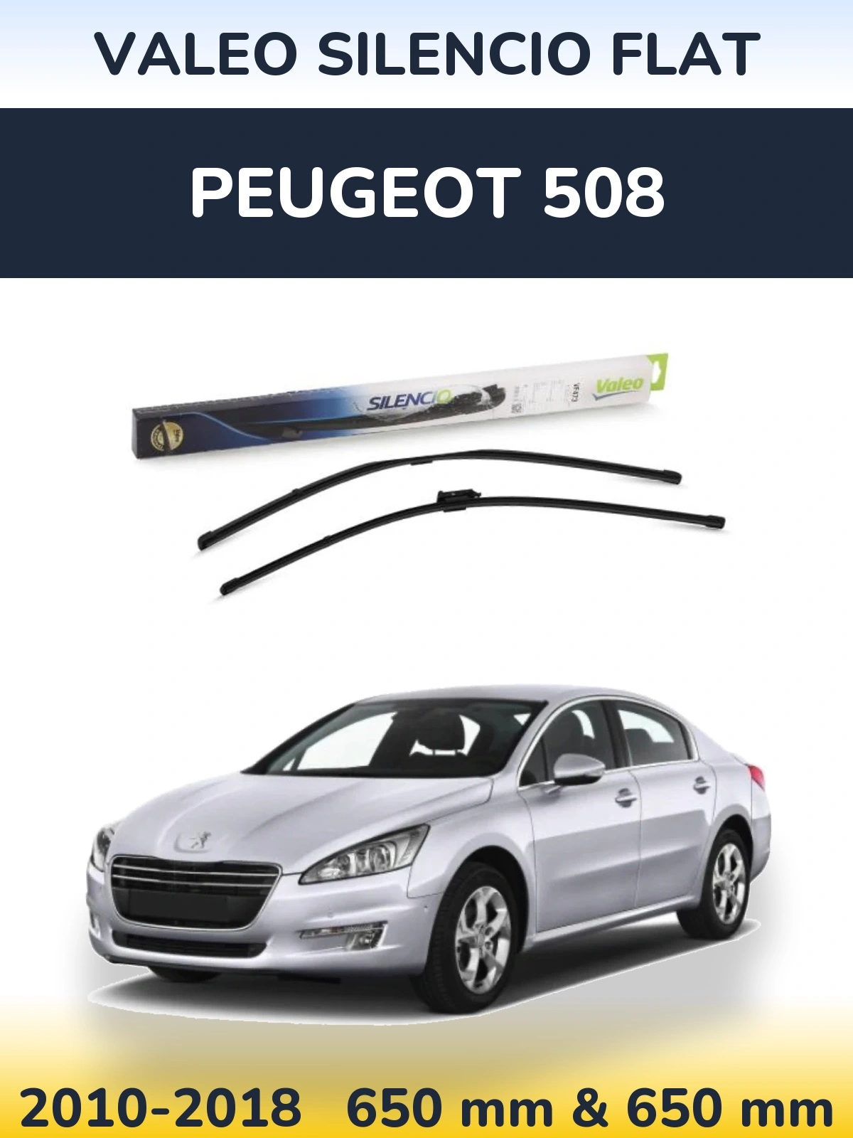 Komplet przednich wycieraczek Valeo Silencio Flat 650 & 650 mm do Peugeot 508 2010-2018
