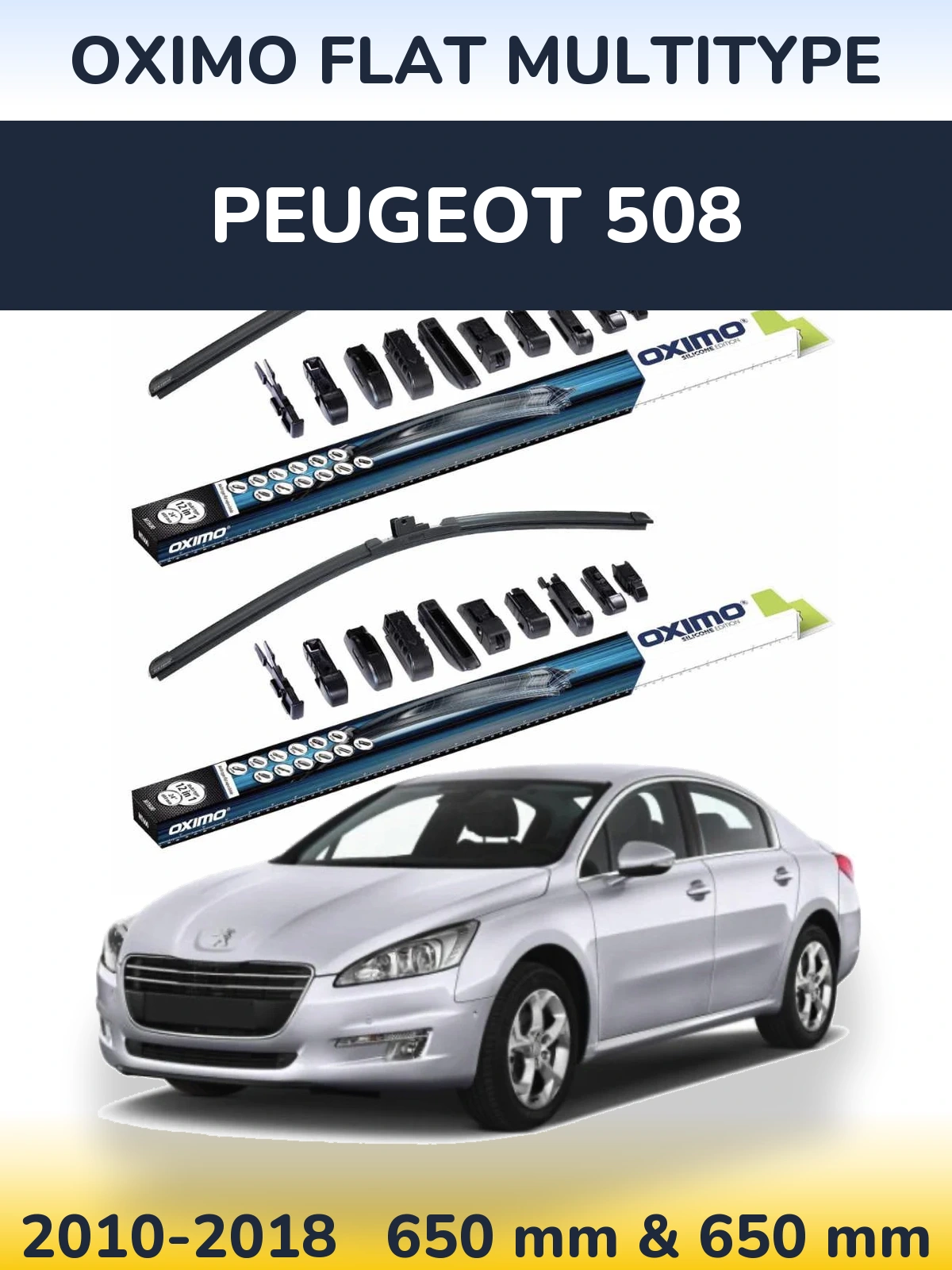 Komplet przednich wycieraczek Oximo Flat MultiType 650 & 650 mm do Peugeot 508 2010-2018