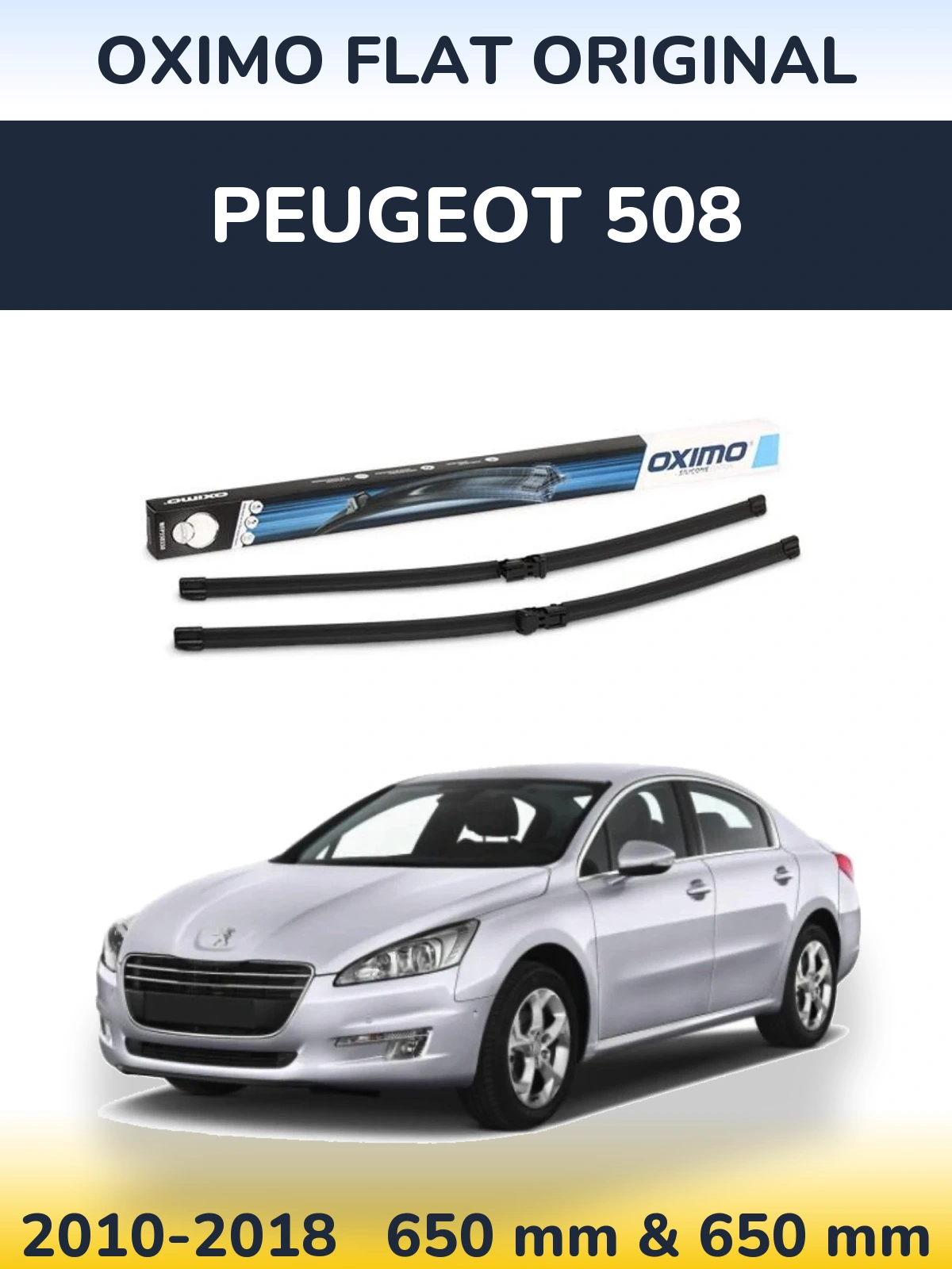Комплект передних дворников Oximo Flat Original 650 & 650 мм для Peugeot 508 2010-2018