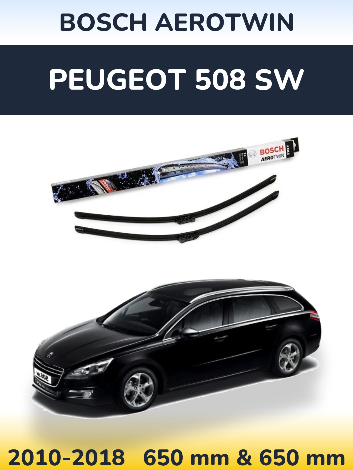Komplet przednich wycieraczek BOSCH AeroTwin 650 & 650 mm do Peugeot 508 SW 2010-2018