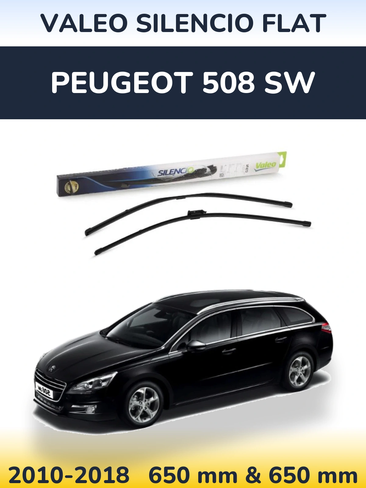 Komplet przednich wycieraczek Valeo Silencio Flat 650 & 650 mm do Peugeot 508 SW 2010-2018