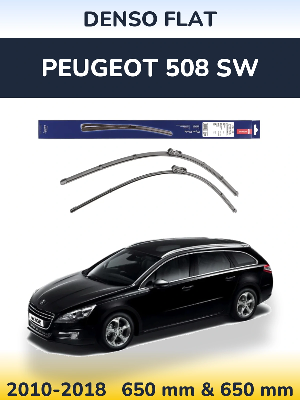 Komplet przednich wycieraczek Denso Flat 650 & 650 mm do Peugeot 508 SW 2010-2018