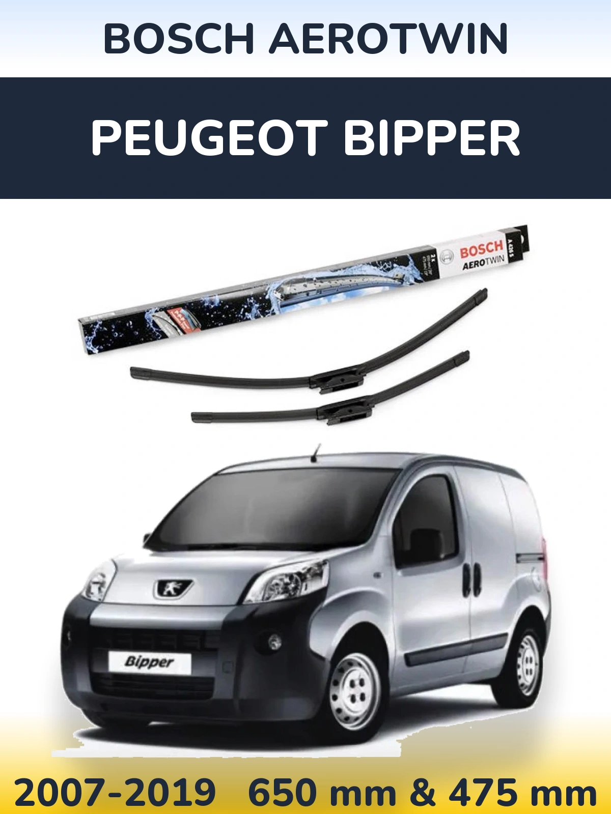 Komplet przednich wycieraczek BOSCH AeroTwin 650 & 475 mm do Peugeot Bipper 2007-2019