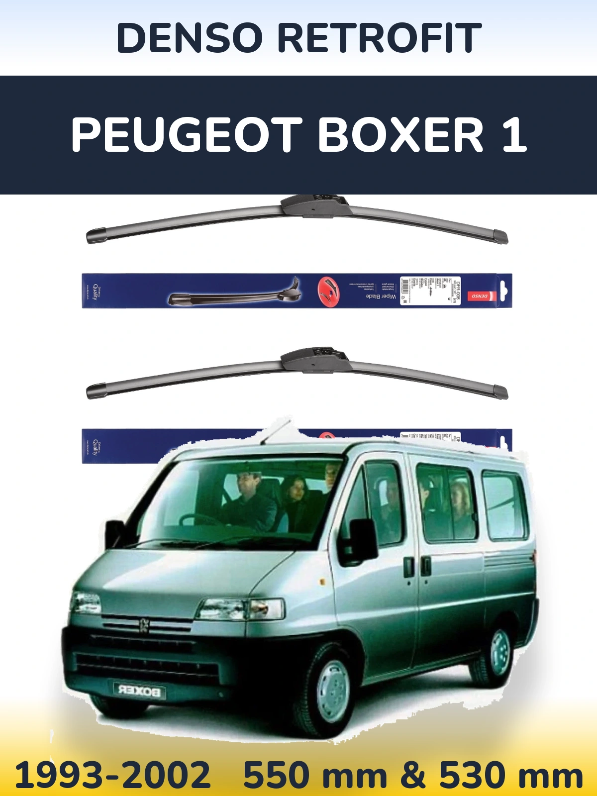 Комплект передних дворников Denso Retrofit 550 & 530 мм для Peugeot Boxer 1 1993-2002
