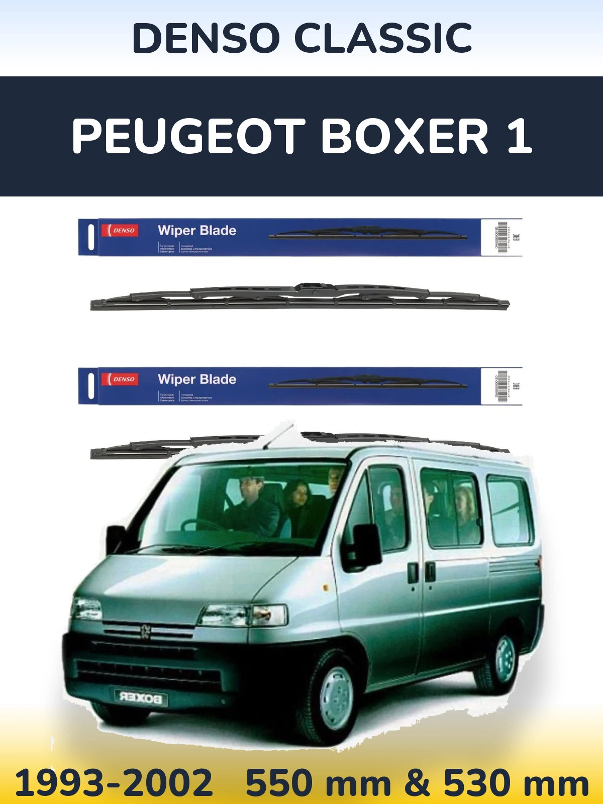 Komplet przednich wycieraczek Denso Classic 550 & 530 mm do Peugeot Boxer 1 1993-2002