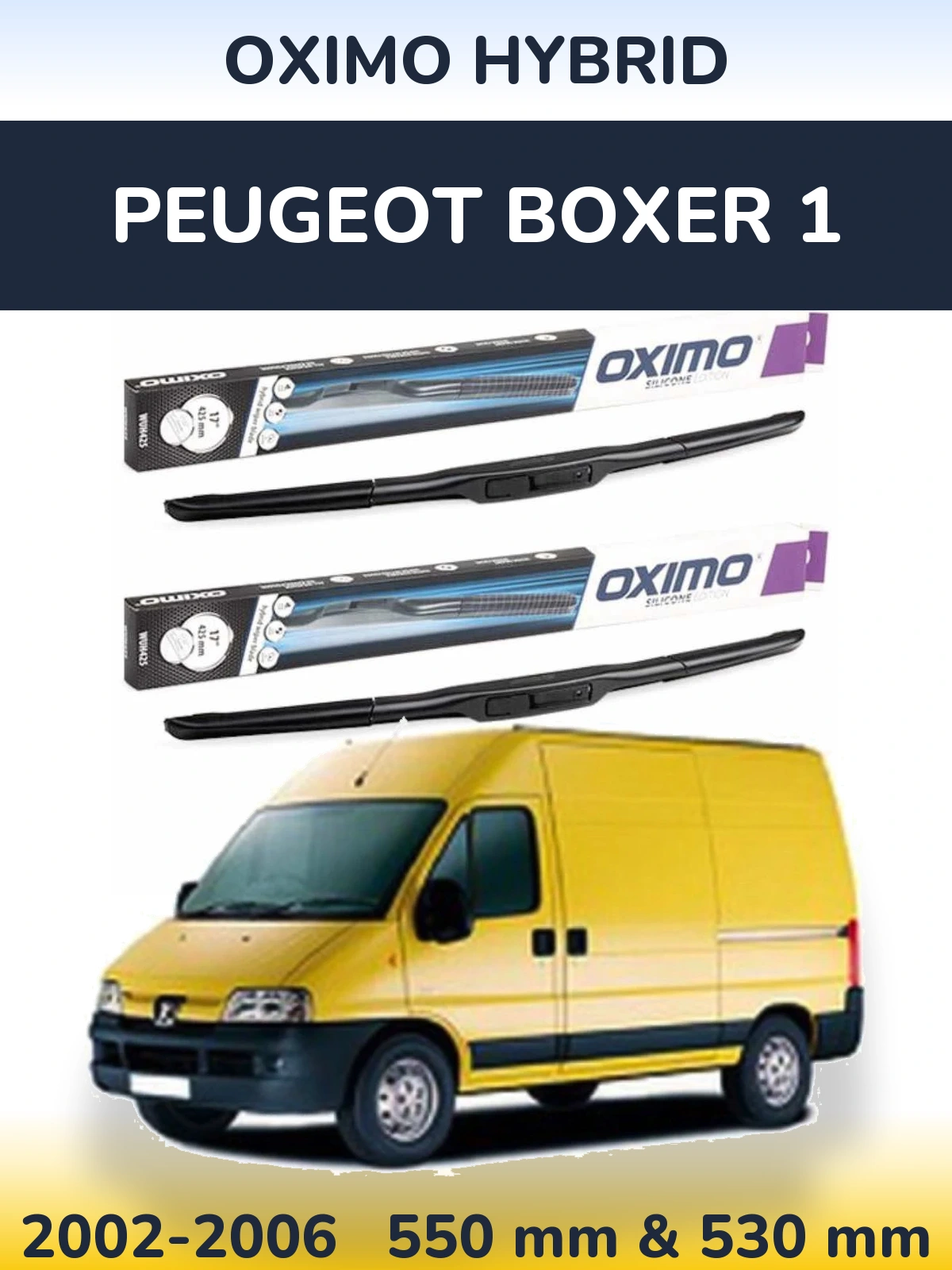 Komplet przednich wycieraczek Oximo Hybrid 550 & 530 mm do Peugeot Boxer 1 2002-2006