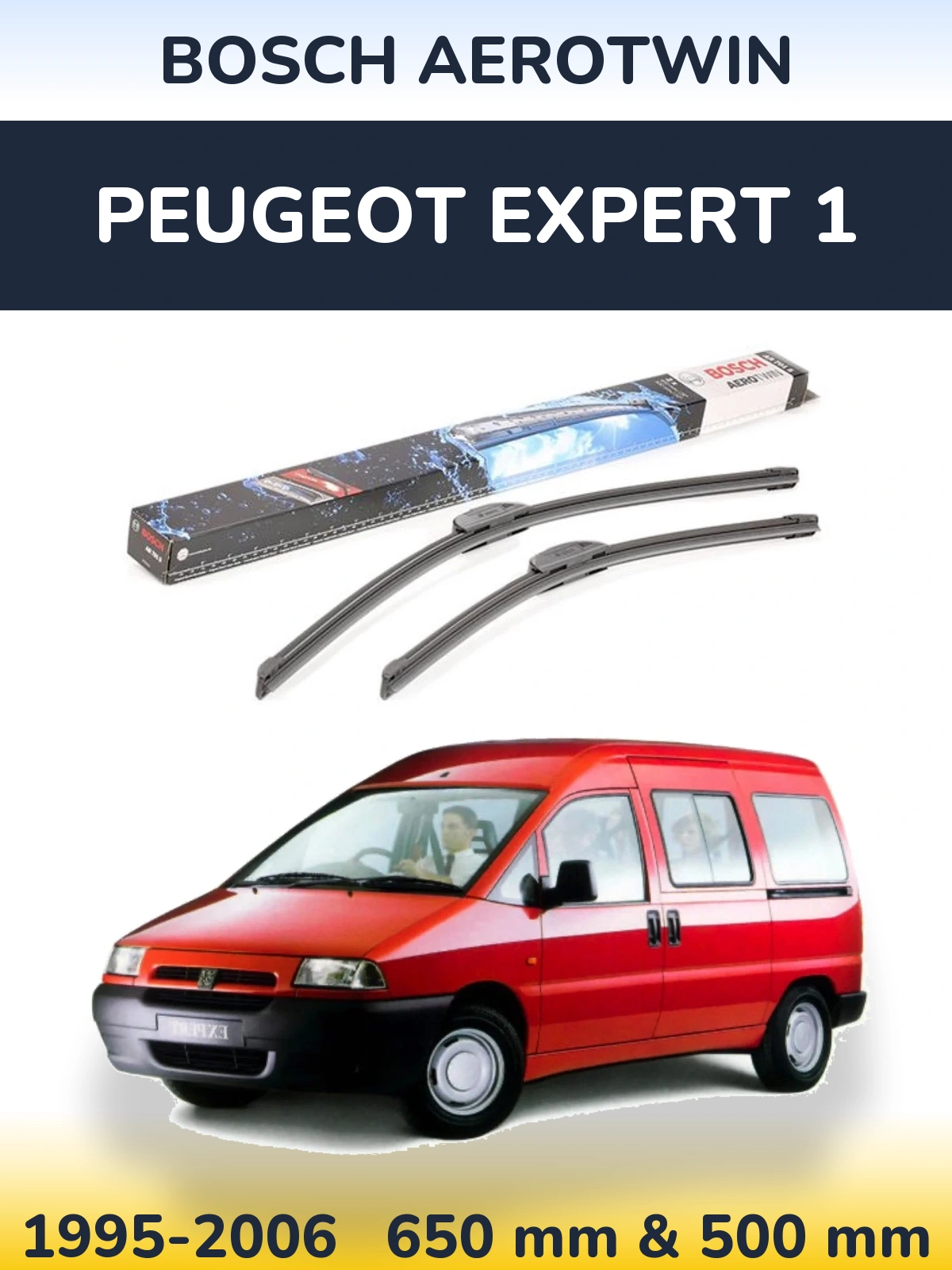 Komplet przednich wycieraczek BOSCH AeroTwin 650 & 500 mm do Peugeot Expert 1 1995-2006