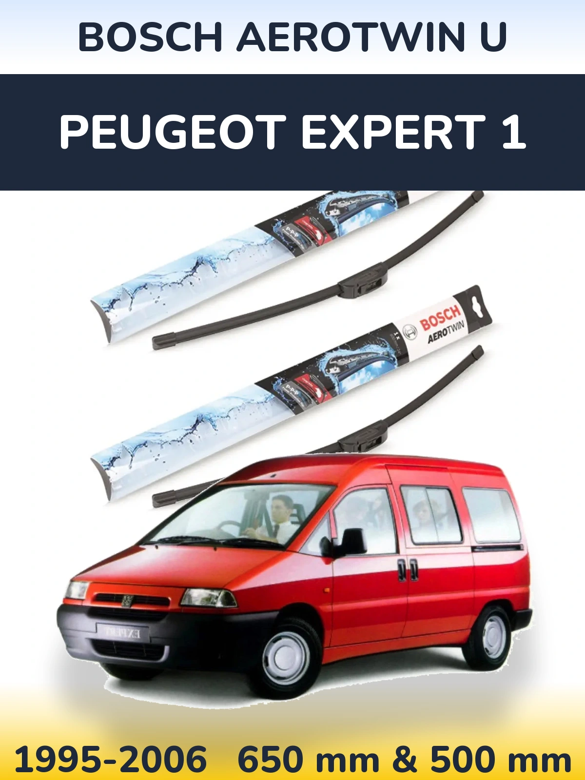 Komplet przednich wycieraczek BOSCH AeroTwin U 650 & 500 mm do Peugeot Expert 1 1995-2006