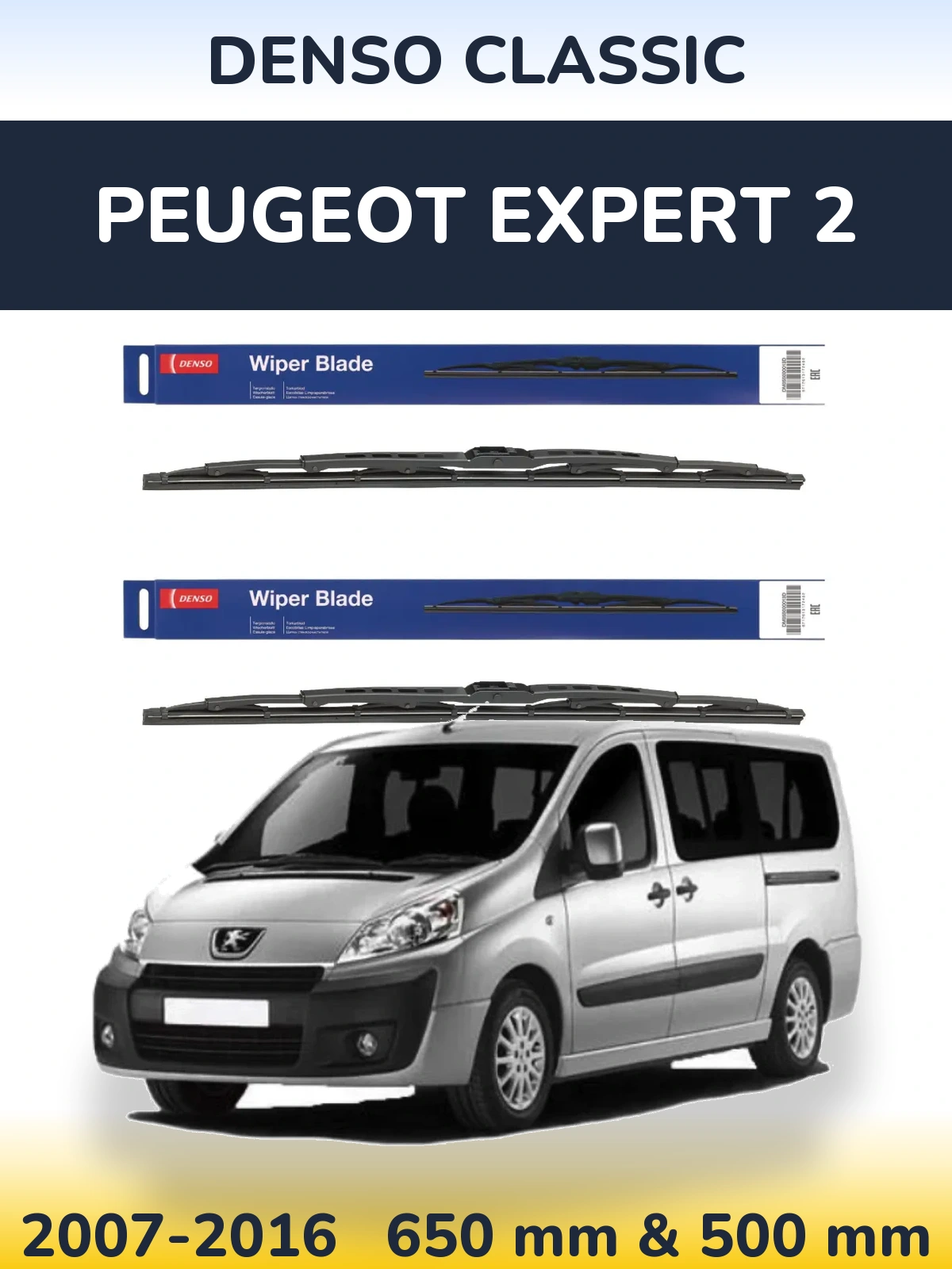 Komplet przednich wycieraczek Denso Classic 650 & 500 mm do Peugeot Expert 2 2007-2016