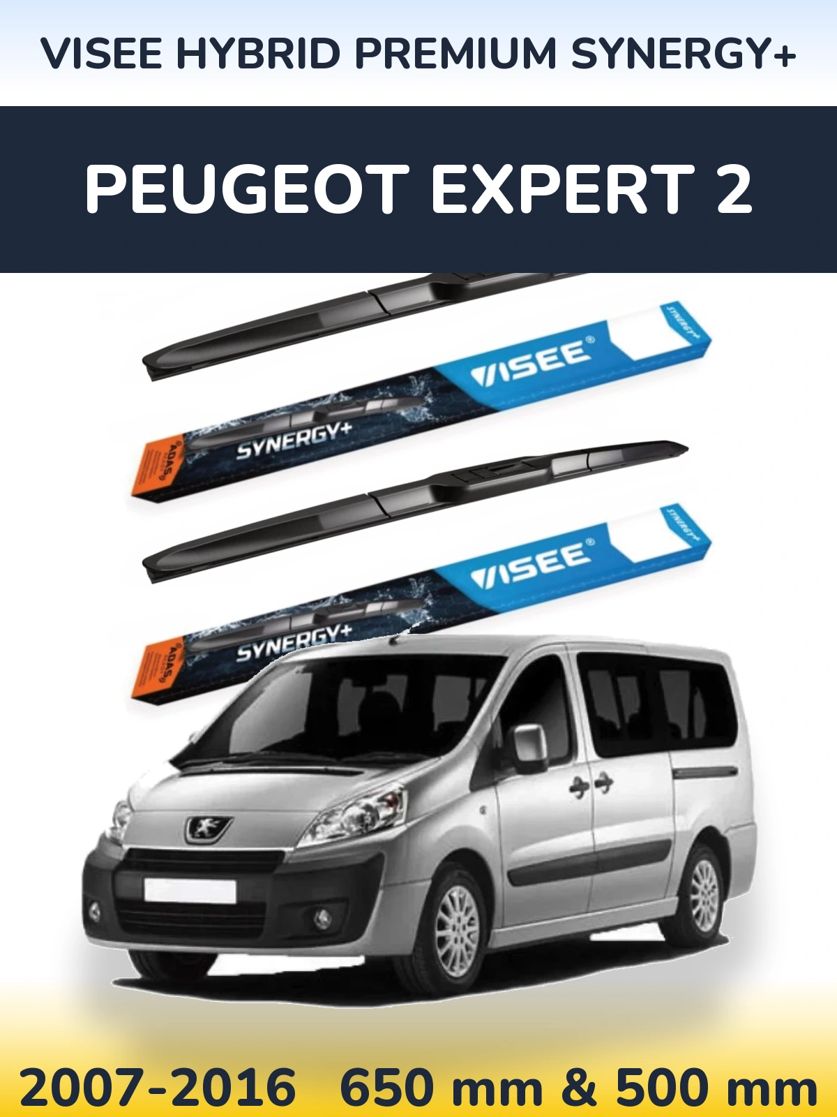 Komplet przednich wycieraczek VISEE HYBRID PREMIUM SYNERGY+ 650 & 500 mm do Peugeot Expert 2 2007-2016