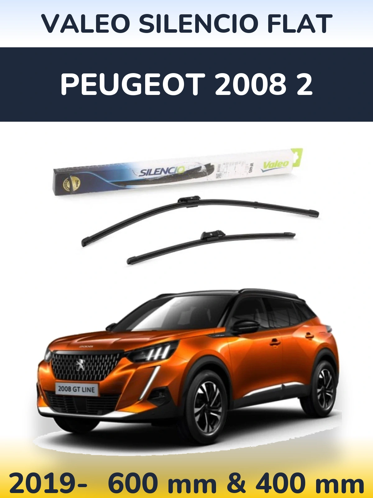 Комплект передних дворников Valeo Silencio Flat 600 & 400 мм для Peugeot 2008 2 2019-2026