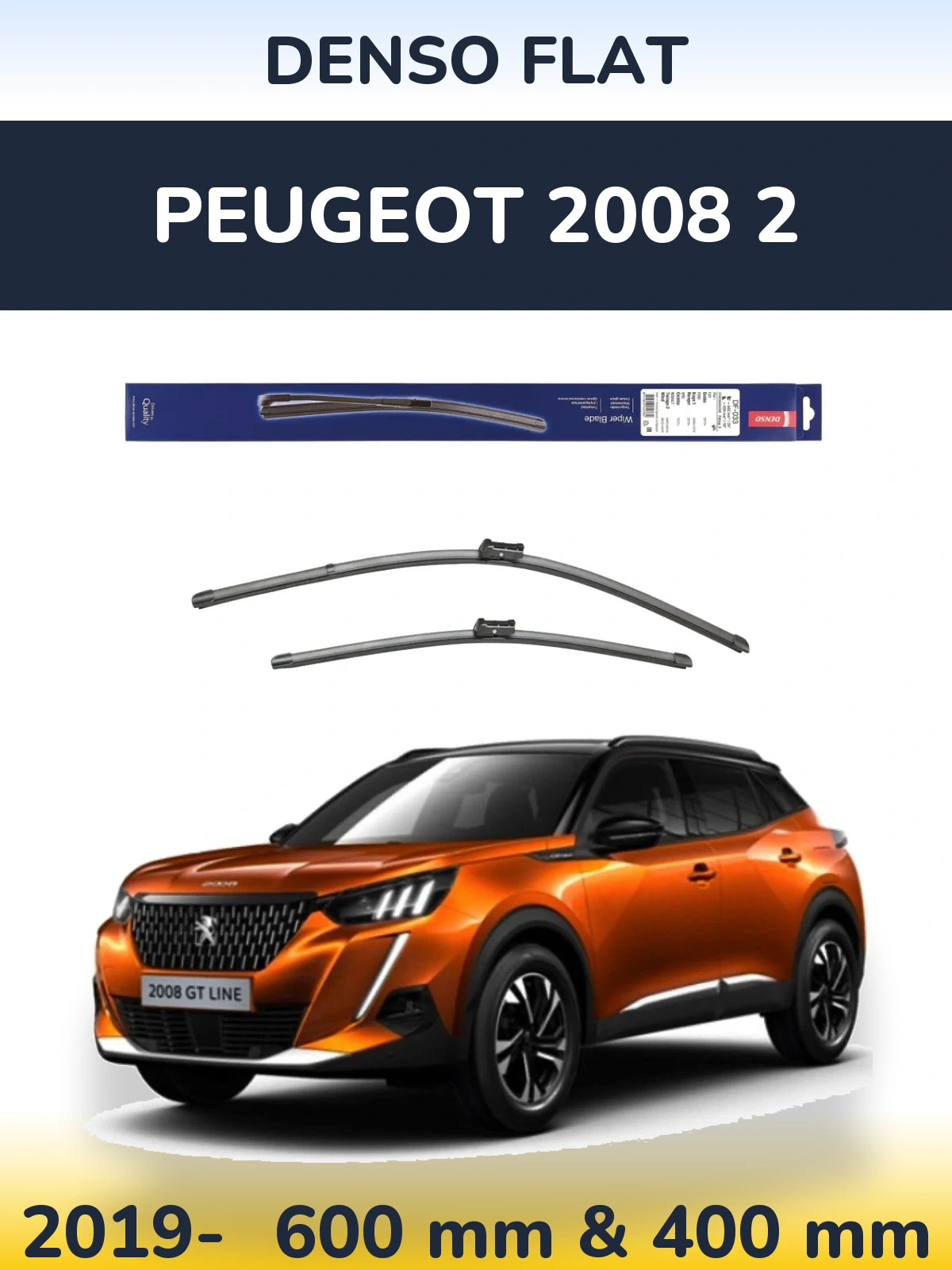 Komplet przednich wycieraczek Denso Flat 600 & 400 mm do Peugeot 2008 2 2019-2026