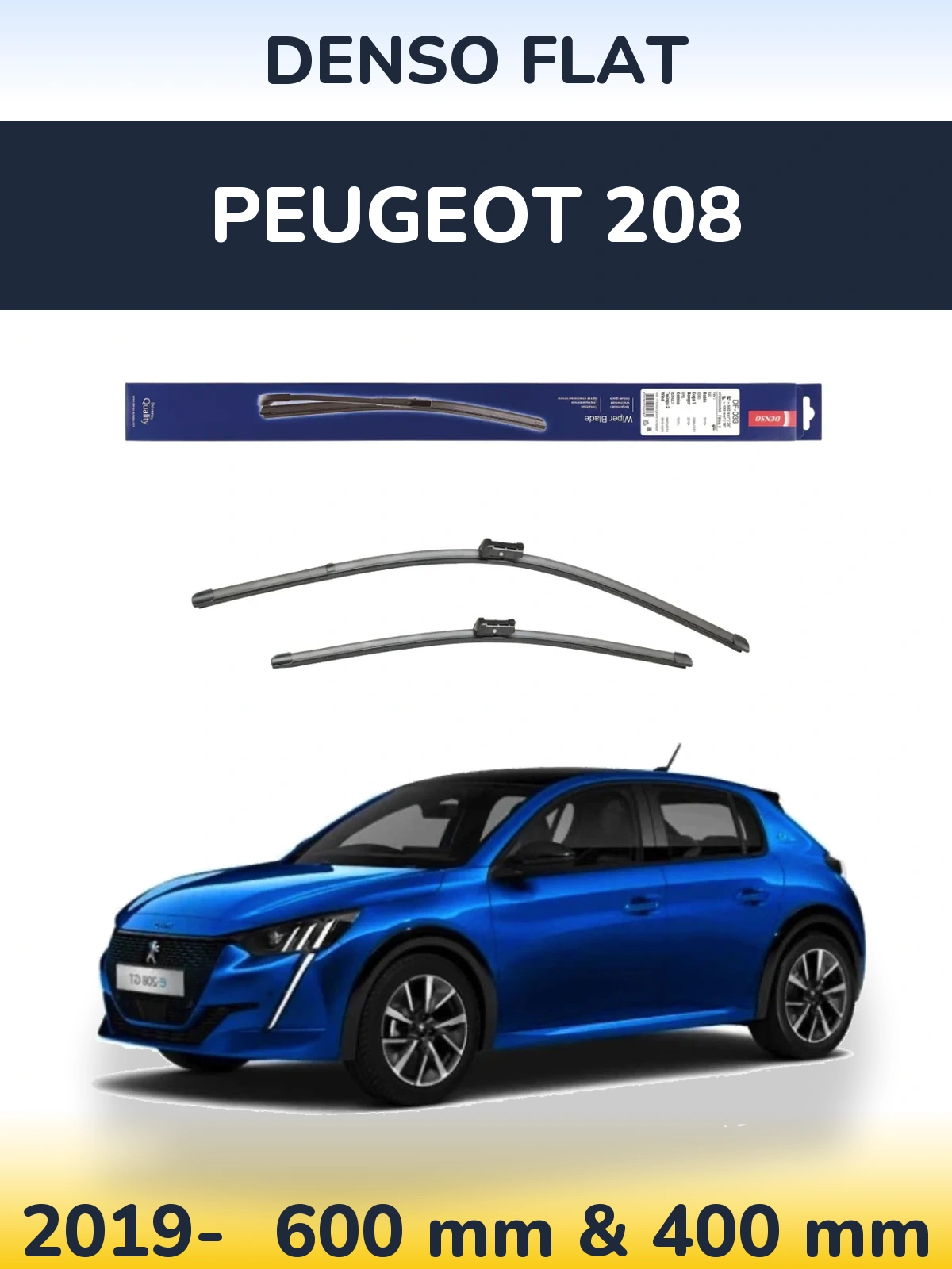 Komplet przednich wycieraczek Denso Flat 600 & 400 mm do Peugeot 208 2019-2026