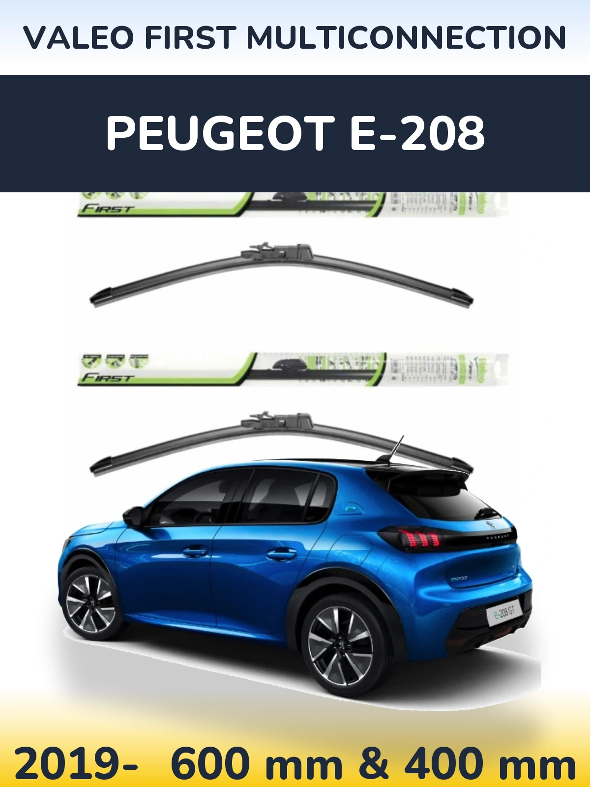 Komplet przednich wycieraczek Valeo First MultiConnection 600 & 400 mm do Peugeot e-208 2019-2026
