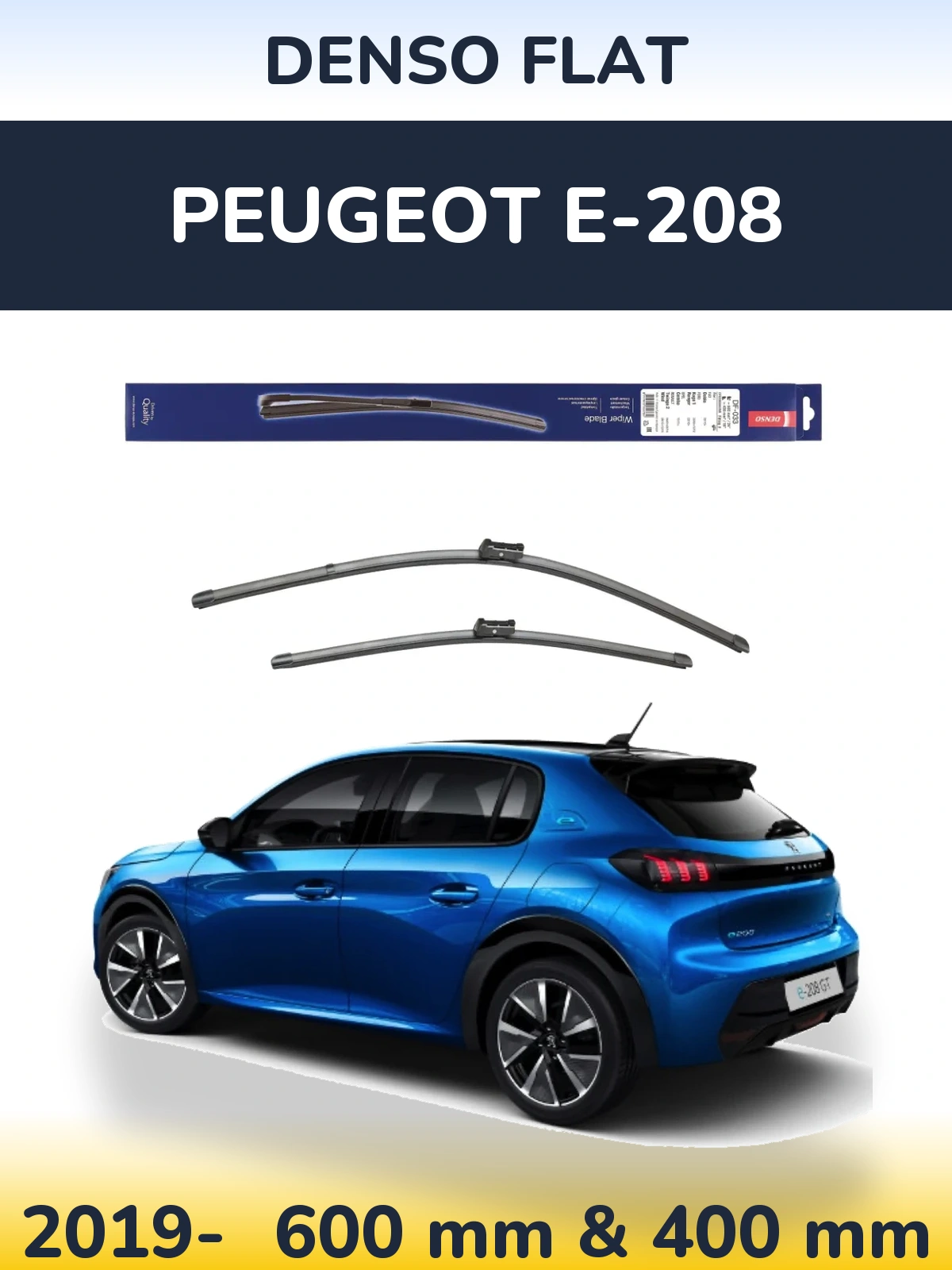 Komplet przednich wycieraczek Denso Flat 600 & 400 mm do Peugeot e-208 2019-2026