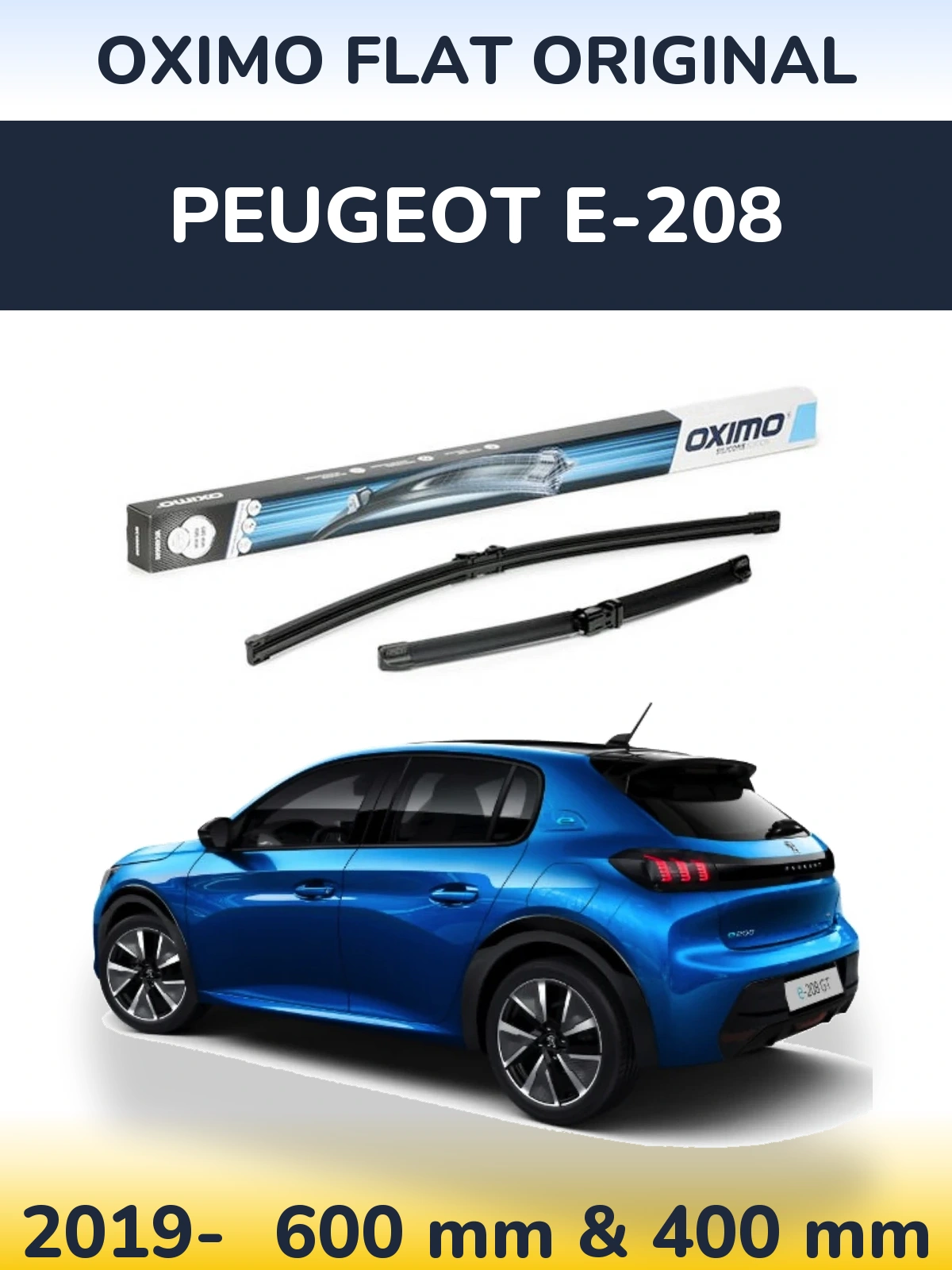 Komplet przednich wycieraczek Oximo Flat Original 600 & 400 mm do Peugeot e-208 2019-2026