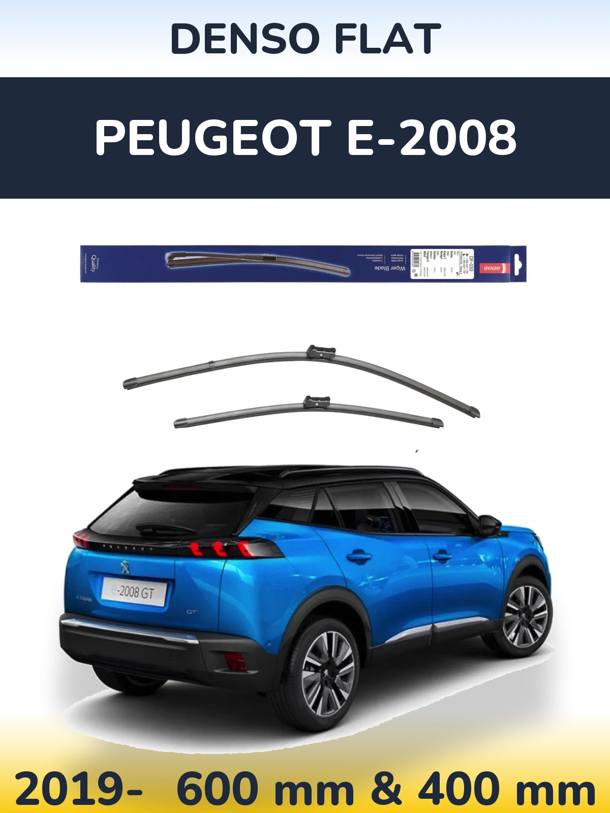 Komplet przednich wycieraczek Denso Flat 600 & 400 mm do Peugeot e-2008 2019-2026