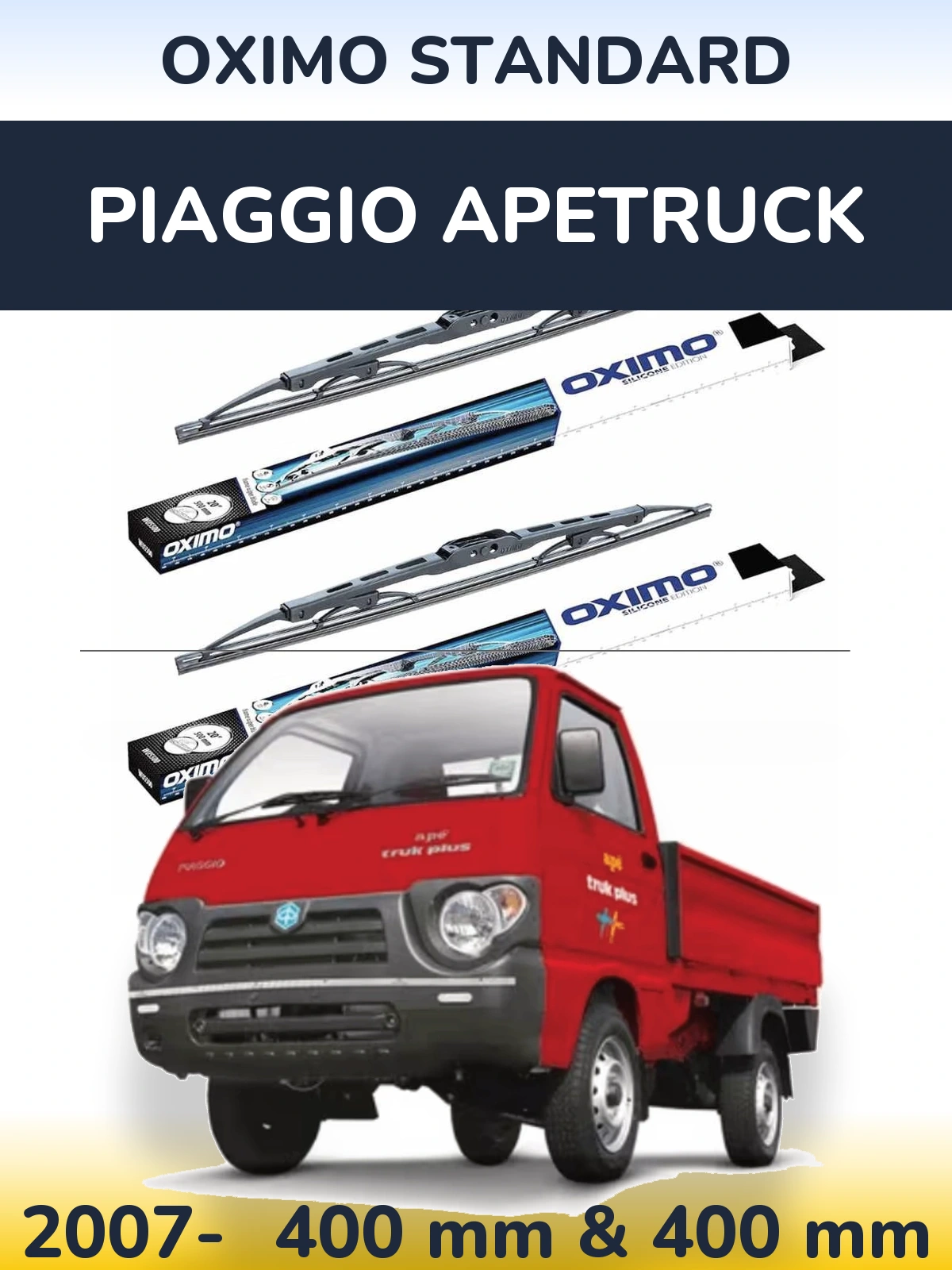 Komplet przednich wycieraczek Oximo Standard 400 & 400 mm do Piaggio Apetruck 2007-2026
