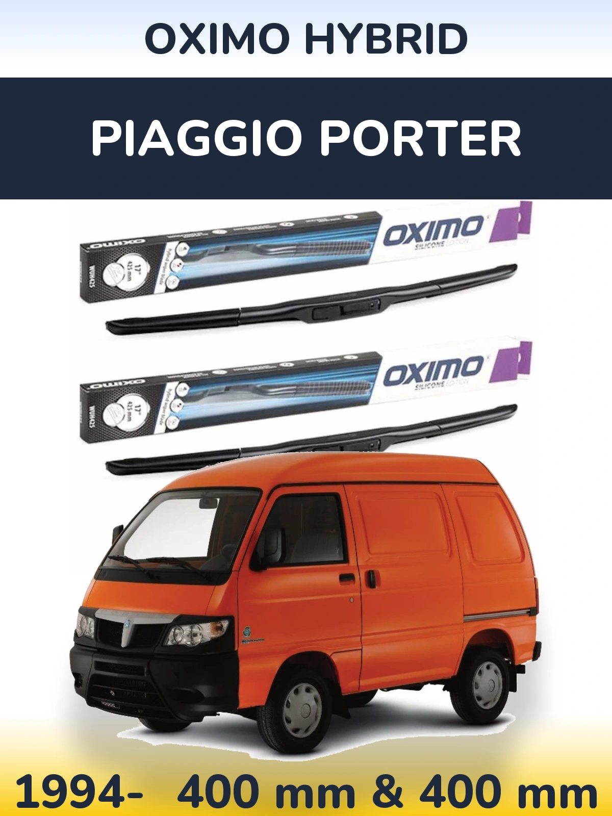 Комплект передних дворников Oximo Hybrid 400 & 400 мм для Piaggio Porter 1994-2026