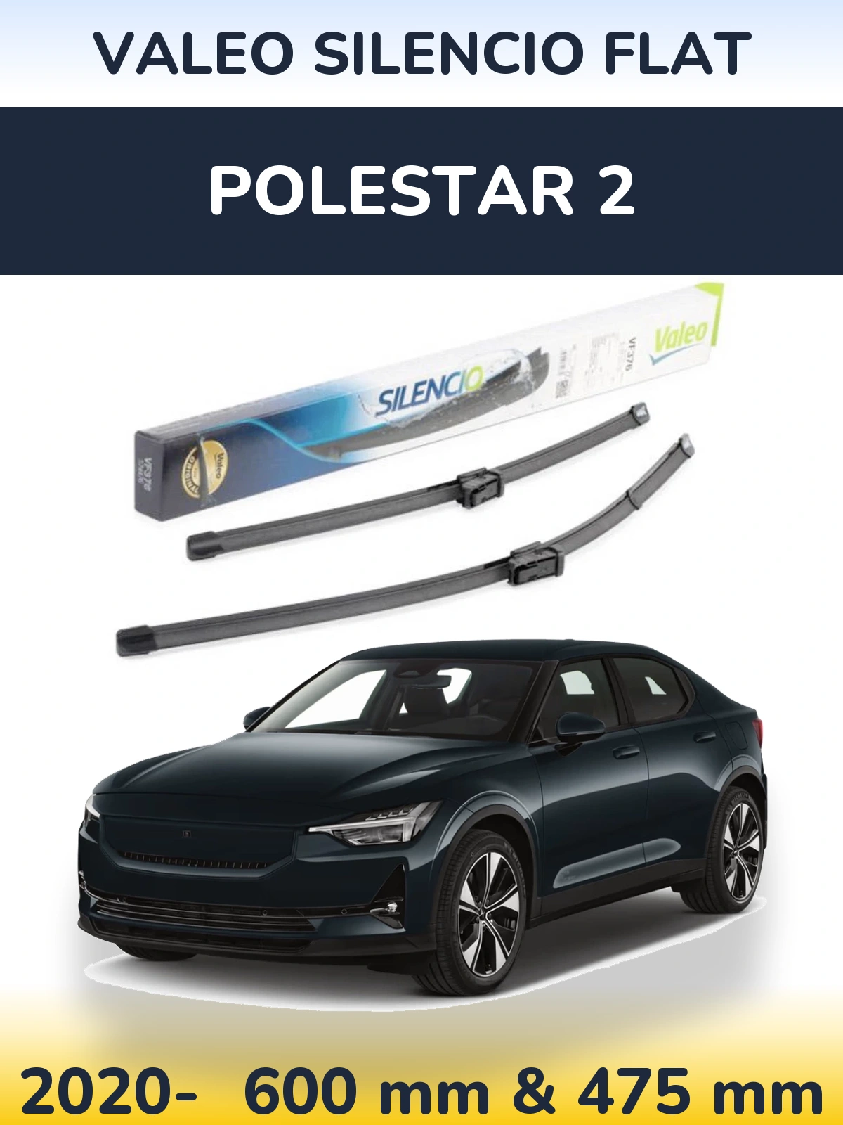 Komplet przednich wycieraczek Valeo Silencio Flat 600 & 475 mm do Polestar 2 2020-2026