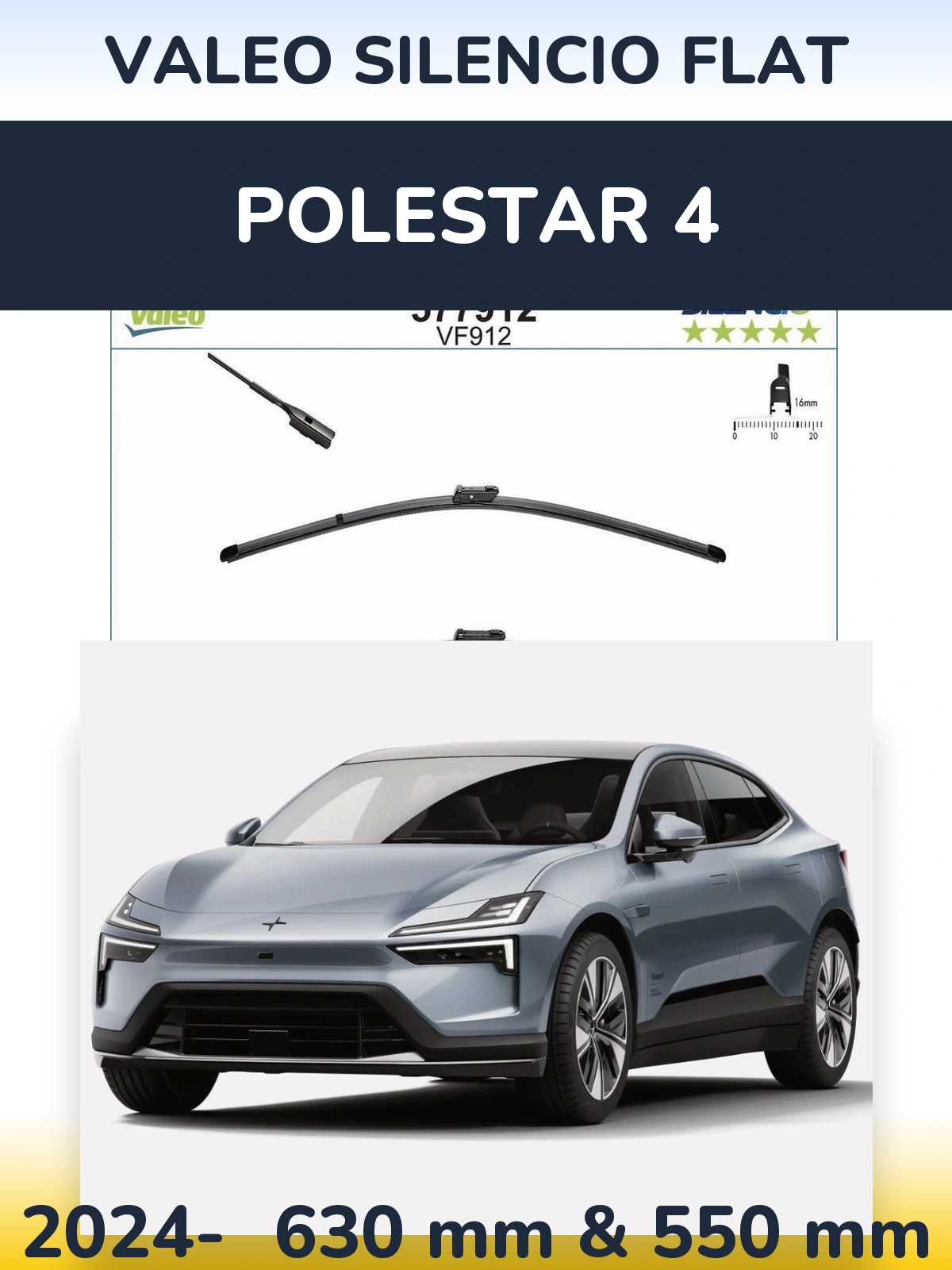 Komplet przednich wycieraczek Valeo Silencio Flat 630 & 550 mm do Polestar 4 2024-2026