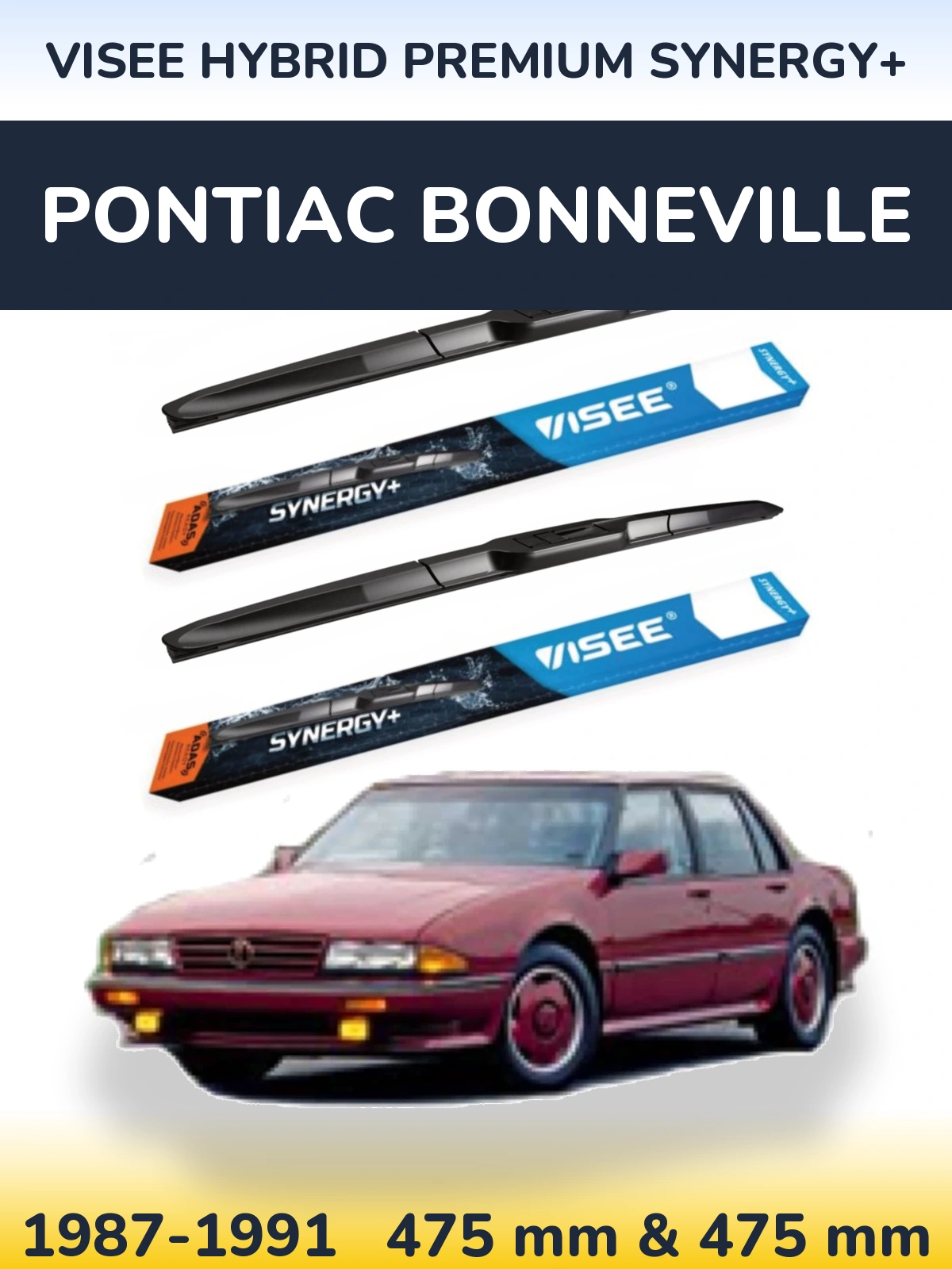 Комплект передних дворников VISEE HYBRID PREMIUM SYNERGY+ 475 & 475 мм для Pontiac Bonneville 1987-1991