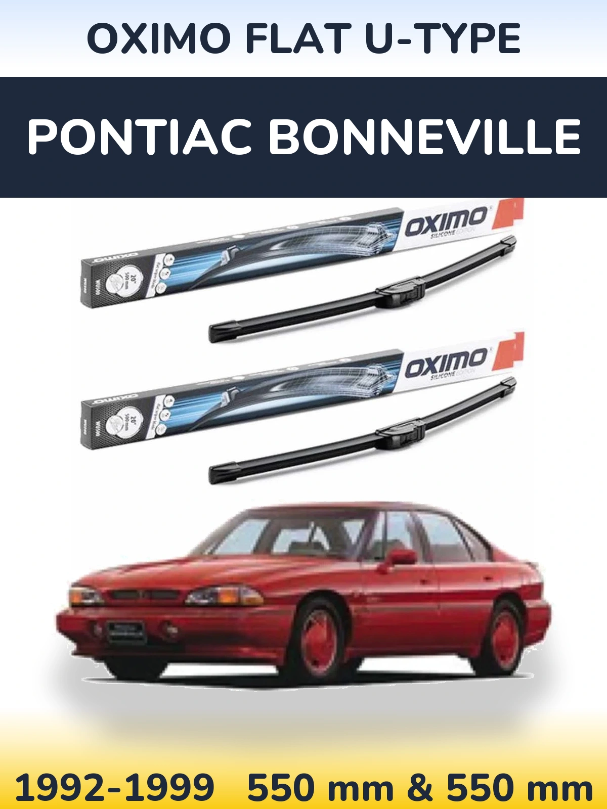 Комплект передних дворников Oximo Flat U-type 550 & 550 мм для Pontiac Bonneville 1992-1999