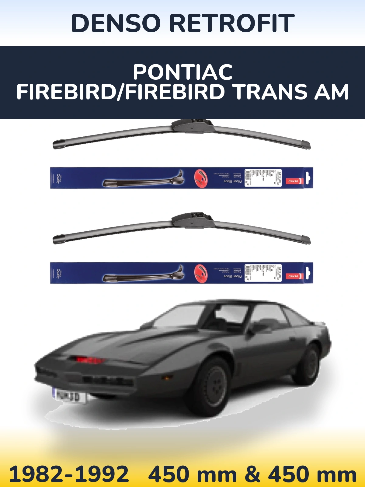 Комплект передних дворников Denso Retrofit 450 & 450 мм для Pontiac Firebird/Firebird Trans Am 1982-1992