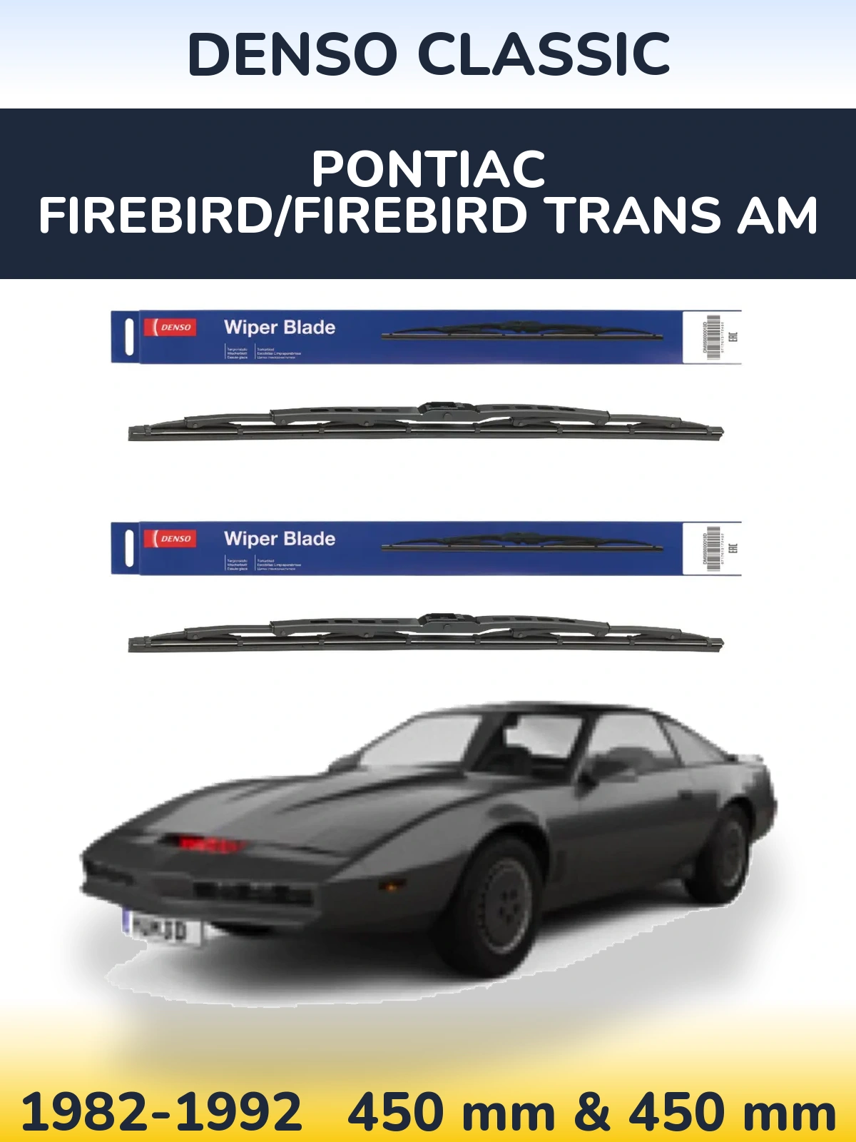 Komplet przednich wycieraczek Denso Classic 450 & 450 mm do Pontiac Firebird/Firebird Trans Am 1982-1992