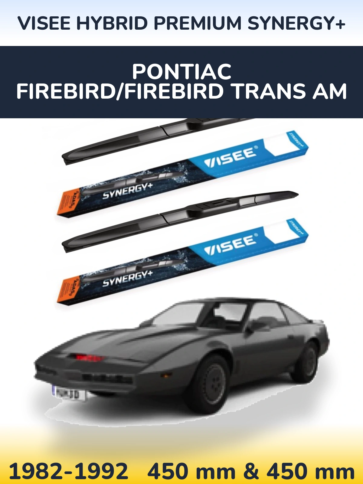 Komplet przednich wycieraczek VISEE HYBRID PREMIUM SYNERGY+ 450 & 450 mm do Pontiac Firebird/Firebird Trans Am 1982-1992