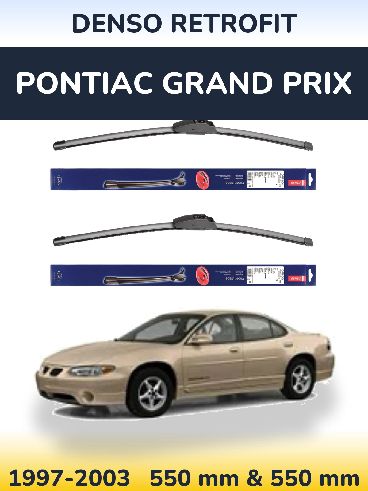 Komplet przednich wycieraczek Denso Retrofit 550 & 550 mm do Pontiac Grand Prix 1997-2003