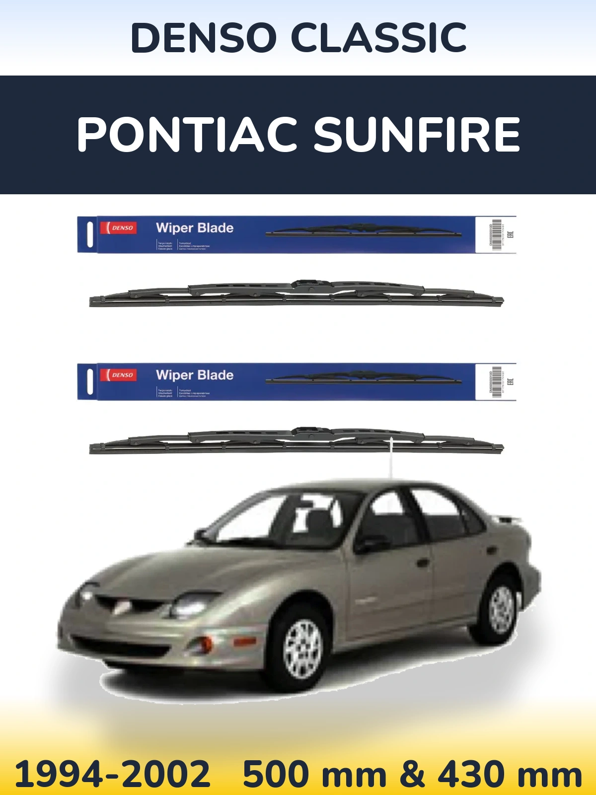 Komplet przednich wycieraczek Denso Classic 500 & 430 mm do Pontiac Sunfire 1994-2002