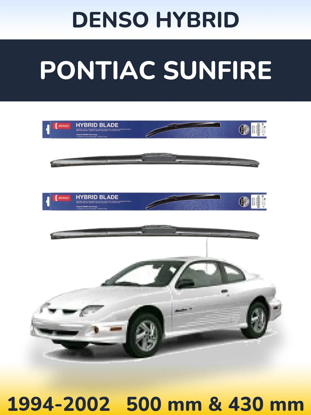 Komplet przednich wycieraczek Denso Hybrid 500 & 430 mm do Pontiac Sunfire 1994-2002