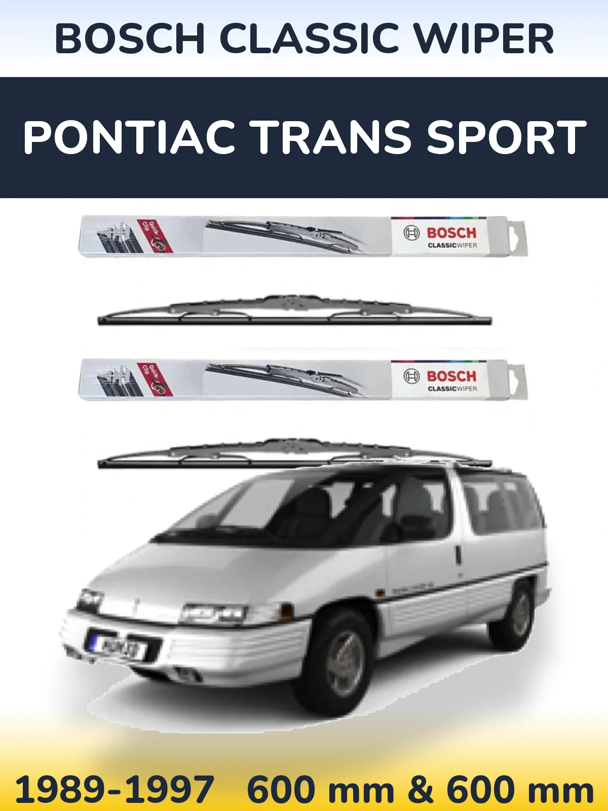 Komplet przednich wycieraczek BOSCH Classic Wiper 600 & 600 mm do Pontiac Trans Sport 1989-1997