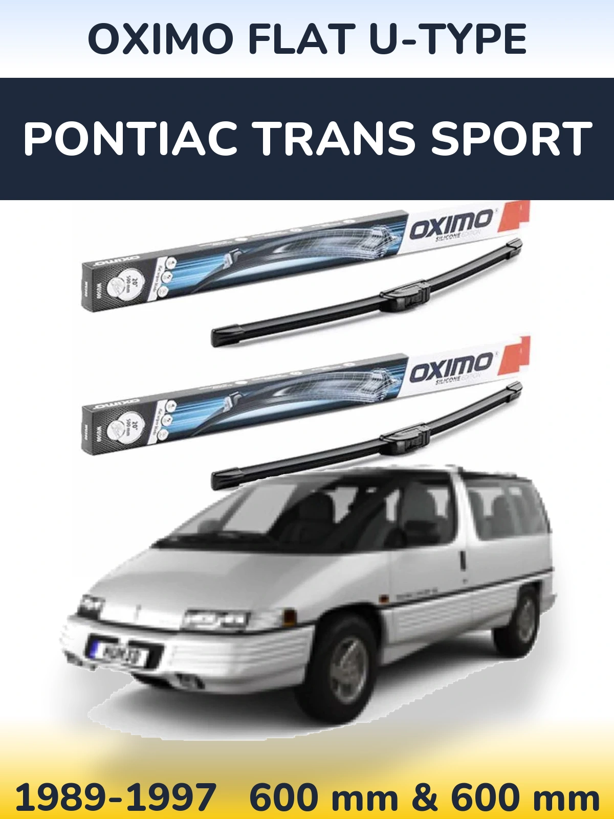 Комплект передних дворников Oximo Flat U-type 600 & 600 мм для Pontiac Trans Sport 1989-1997