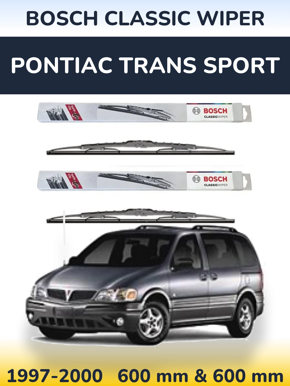 Komplet przednich wycieraczek BOSCH Classic Wiper 600 & 600 mm do Pontiac Trans Sport 1997-2000