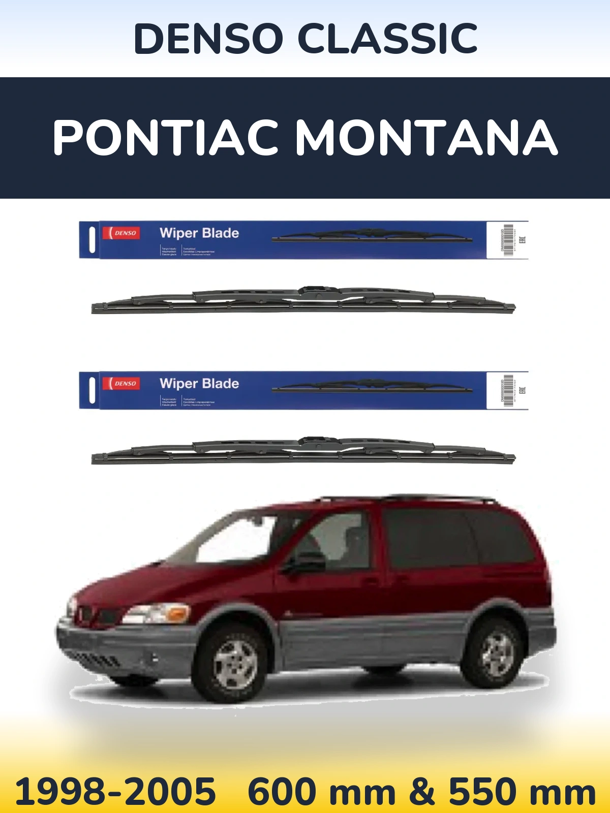 Комплект передних дворников Denso Classic 600 & 550 мм для Pontiac Montana 1998-2005
