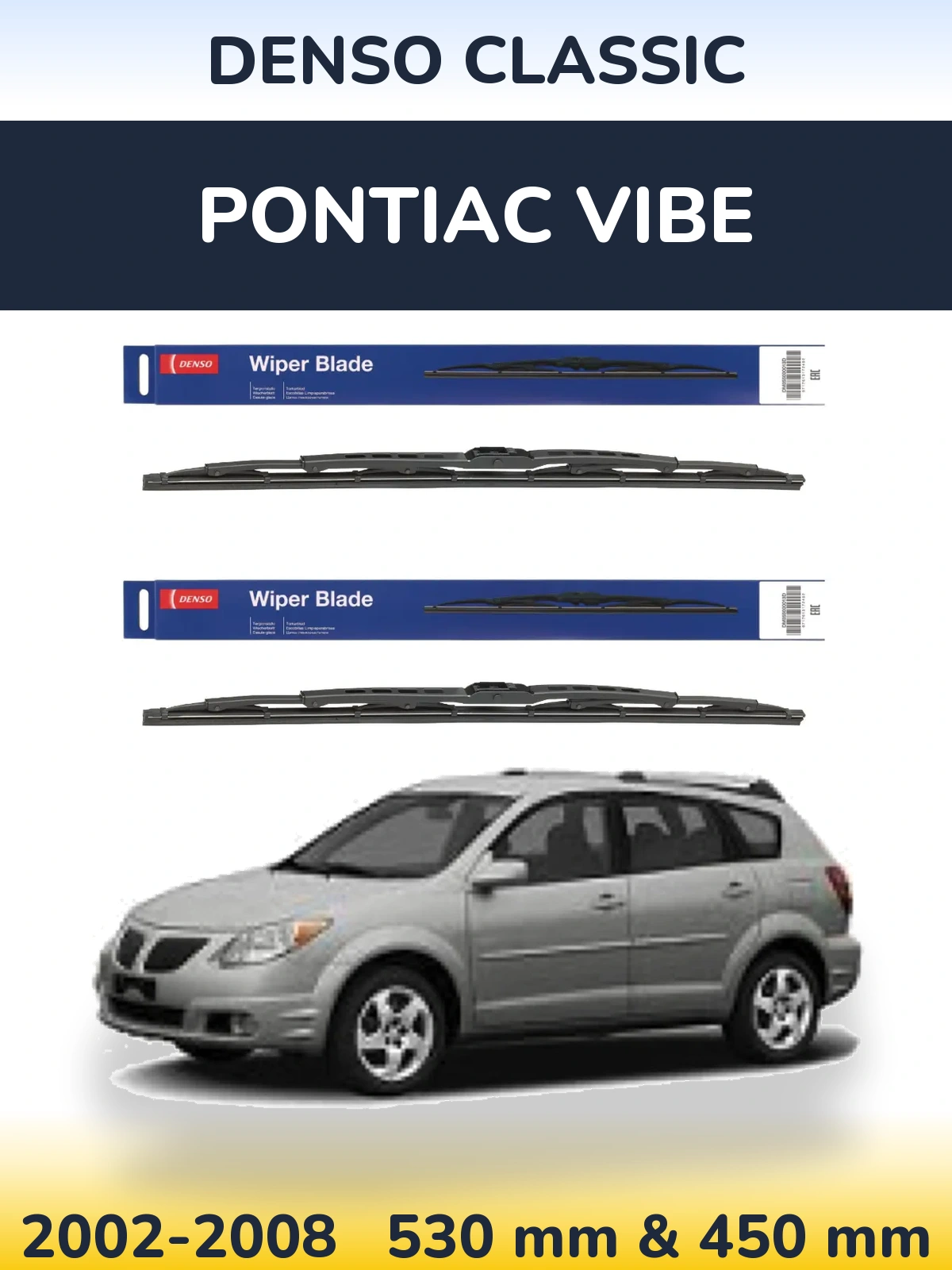 Komplet przednich wycieraczek Denso Classic 530 & 450 mm do Pontiac Vibe 2002-2008