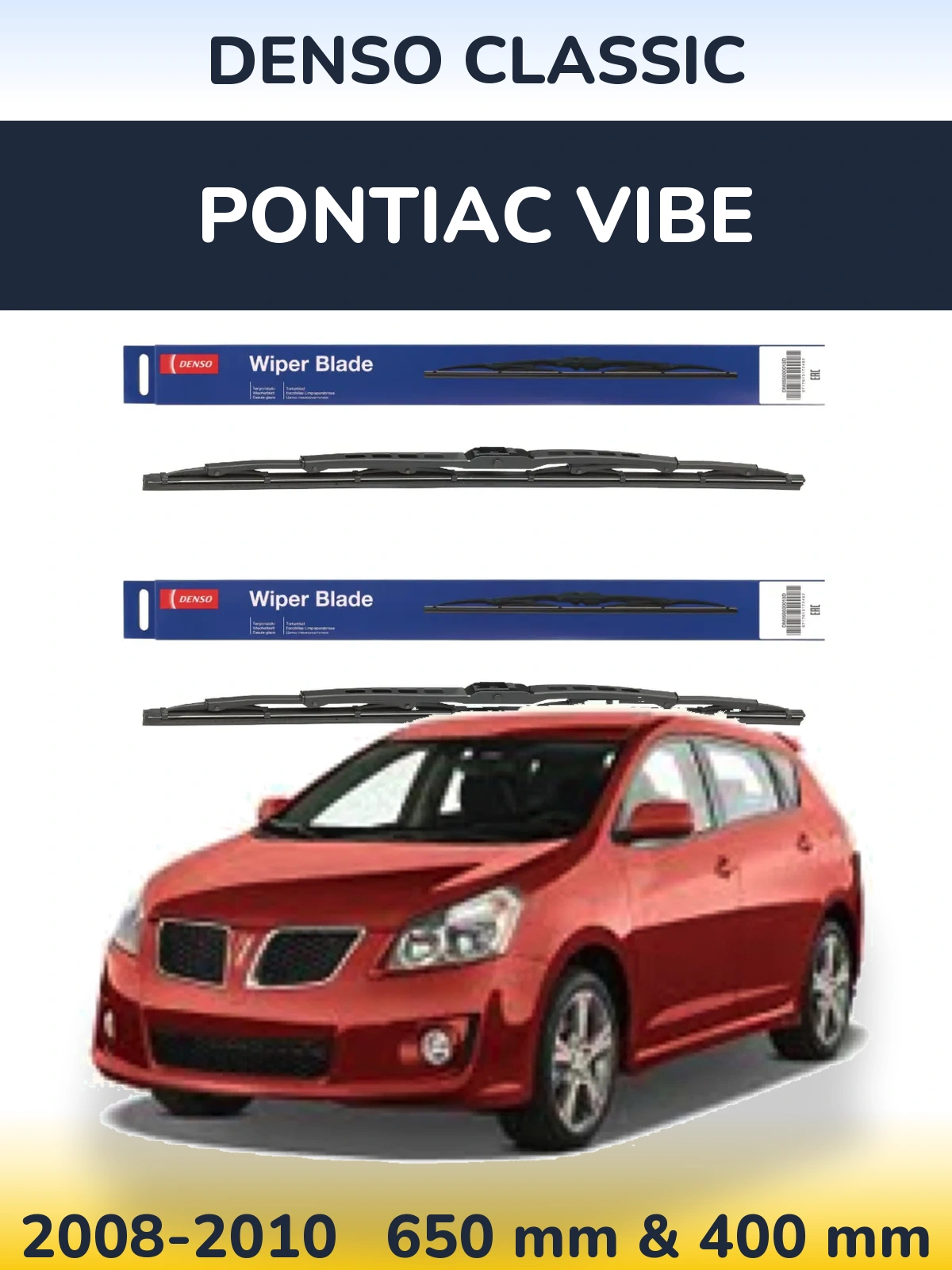 Komplet przednich wycieraczek Denso Classic 650 & 400 mm do Pontiac Vibe 2008-2010