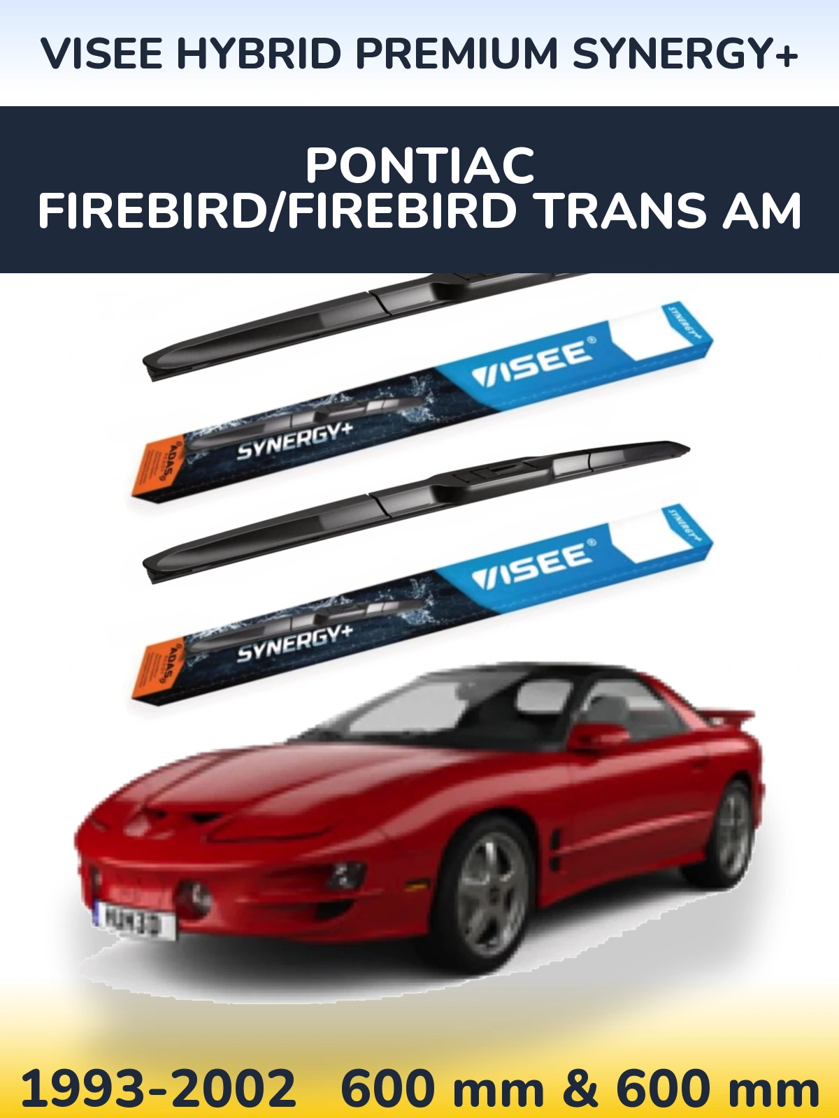 Комплект передних дворников VISEE HYBRID PREMIUM SYNERGY+ 600 & 600 мм для Pontiac Firebird/Firebird Trans Am 1993-2002