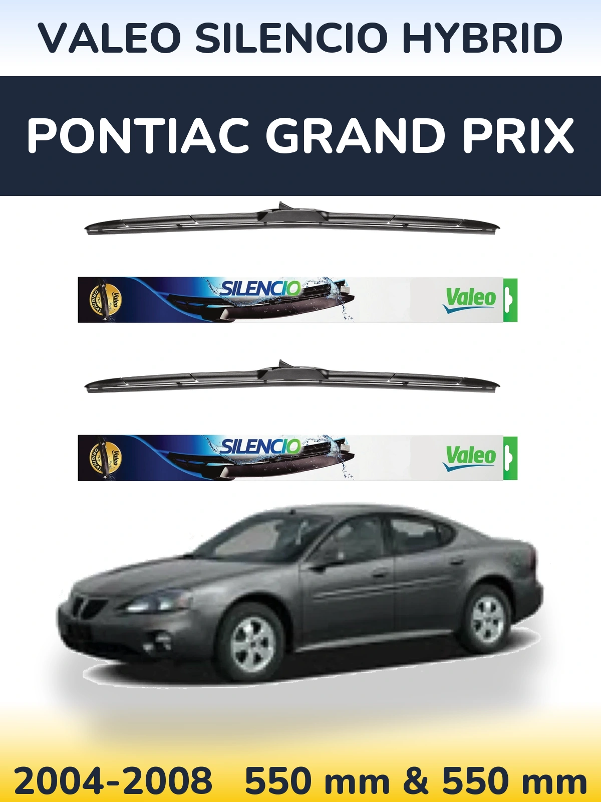 Комплект передних дворников Valeo Silencio Hybrid 550 & 550 мм для Pontiac Grand Prix 2004-2008