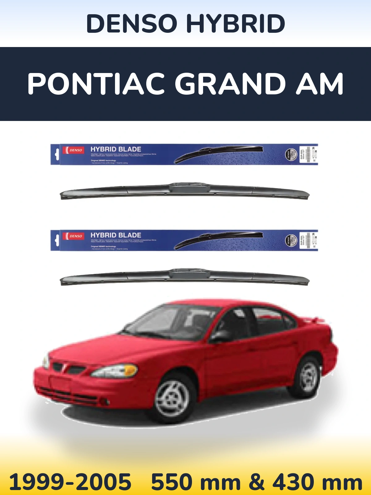 Комплект передних дворников Denso Hybrid 550 & 430 мм для Pontiac Grand AM 1999-2005