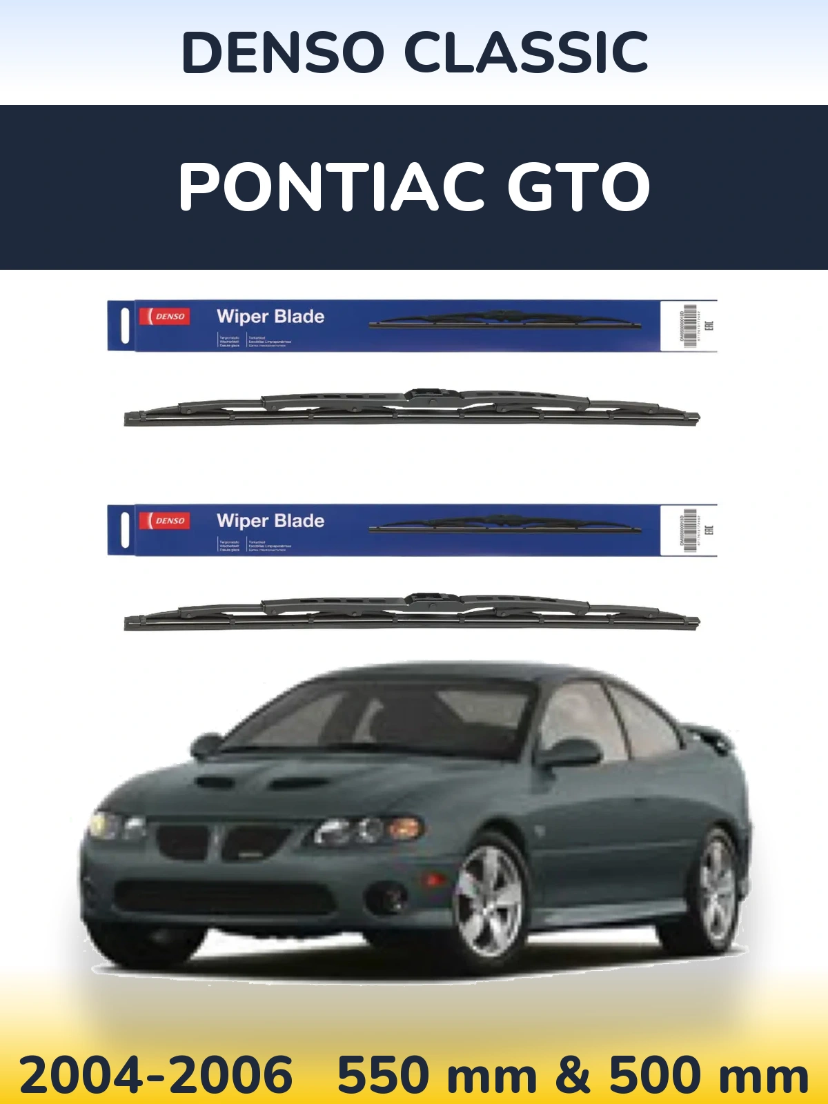 Komplet przednich wycieraczek Denso Classic 550 & 500 mm do Pontiac GTO 2004-2006