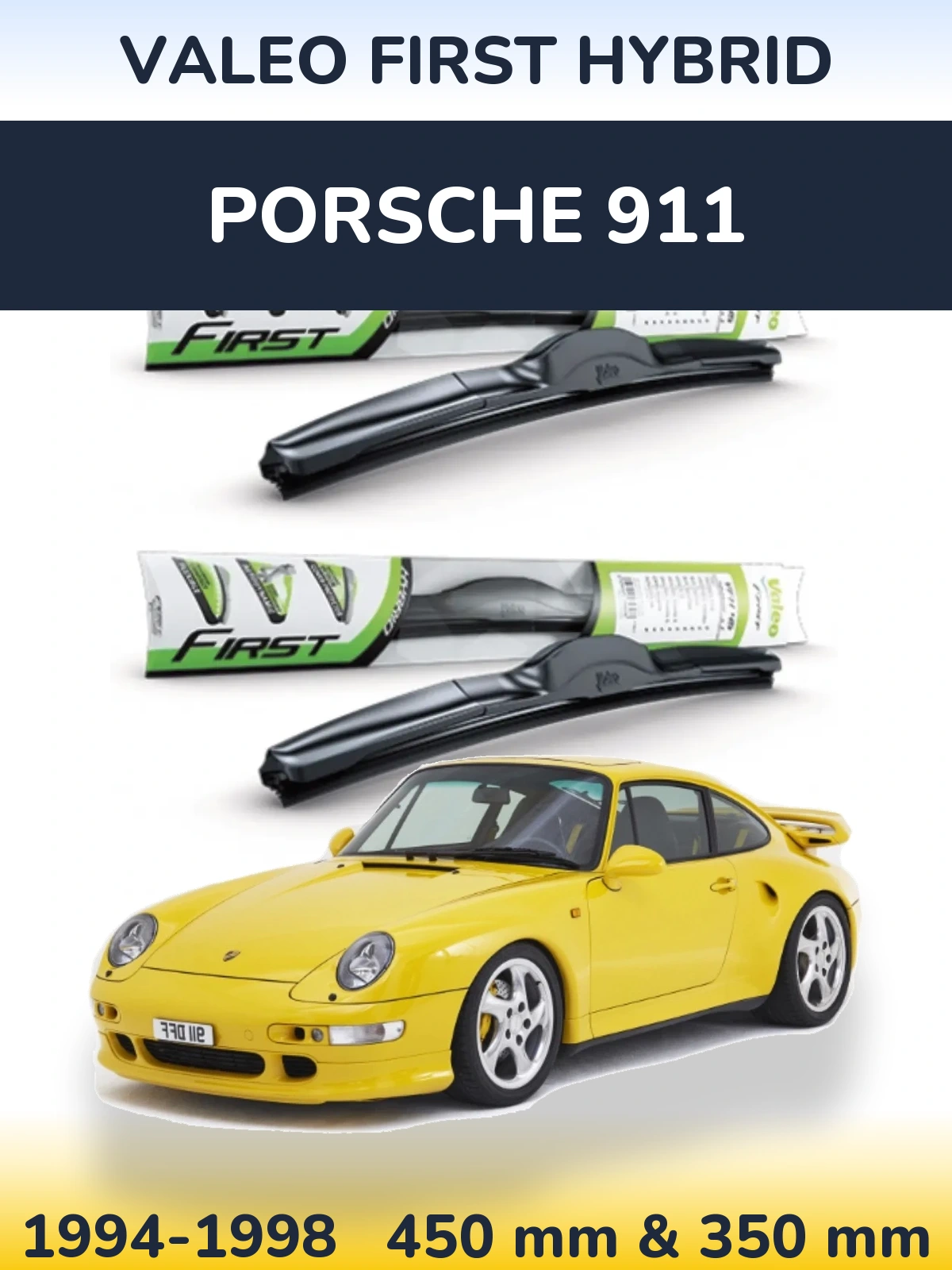 Комплект передних дворников Valeo First Hybrid 450 & 350 мм для Porsche 911 1994-1998