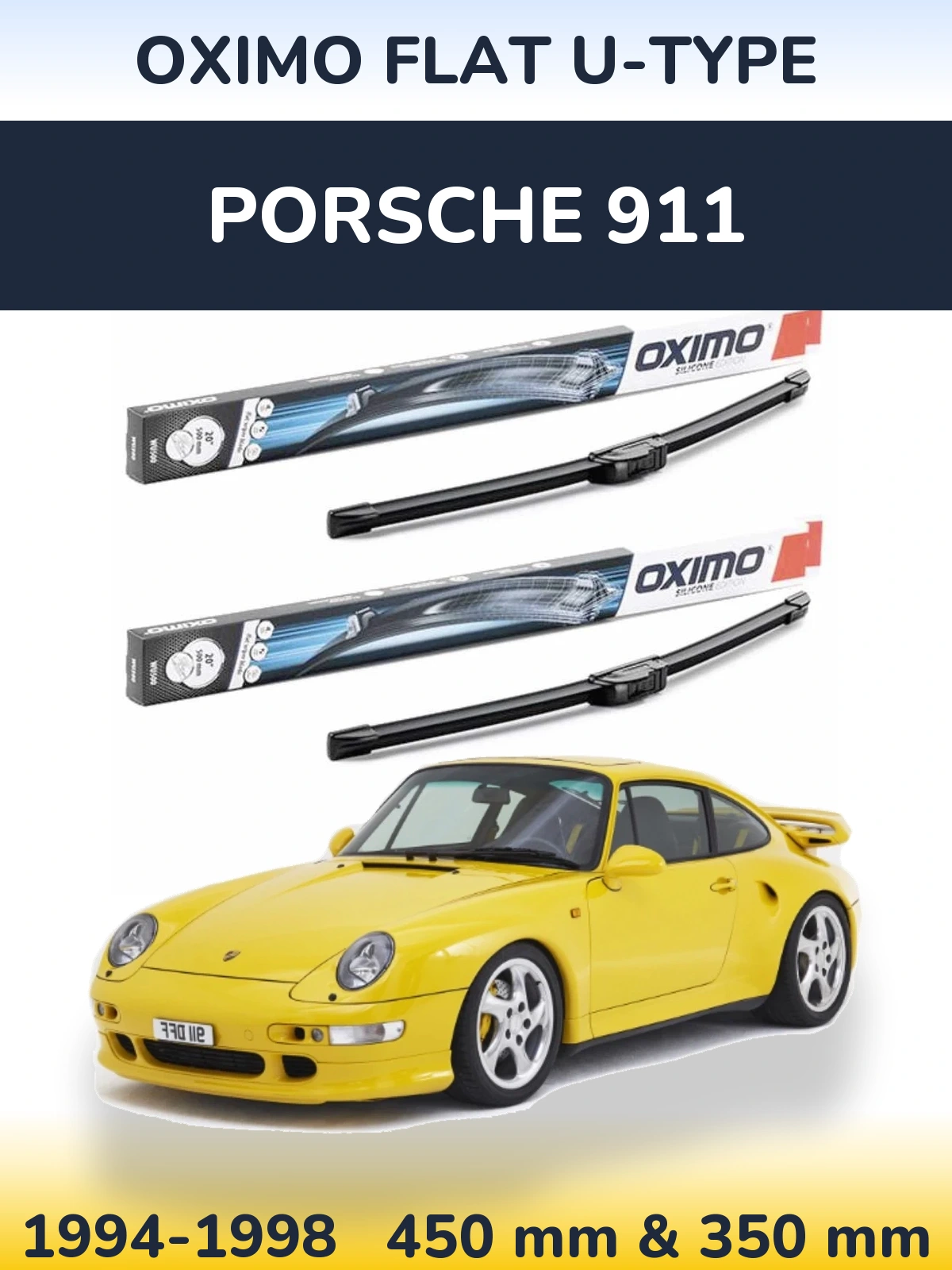 Komplet przednich wycieraczek Oximo Flat U-type 450 & 350 mm do Porsche 911 1994-1998