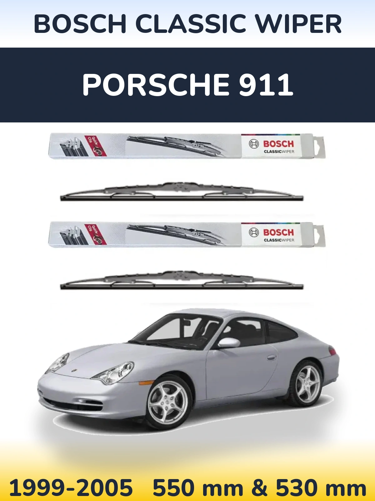 Komplet przednich wycieraczek BOSCH Classic Wiper 550 & 530 mm do Porsche 911 1999-2005