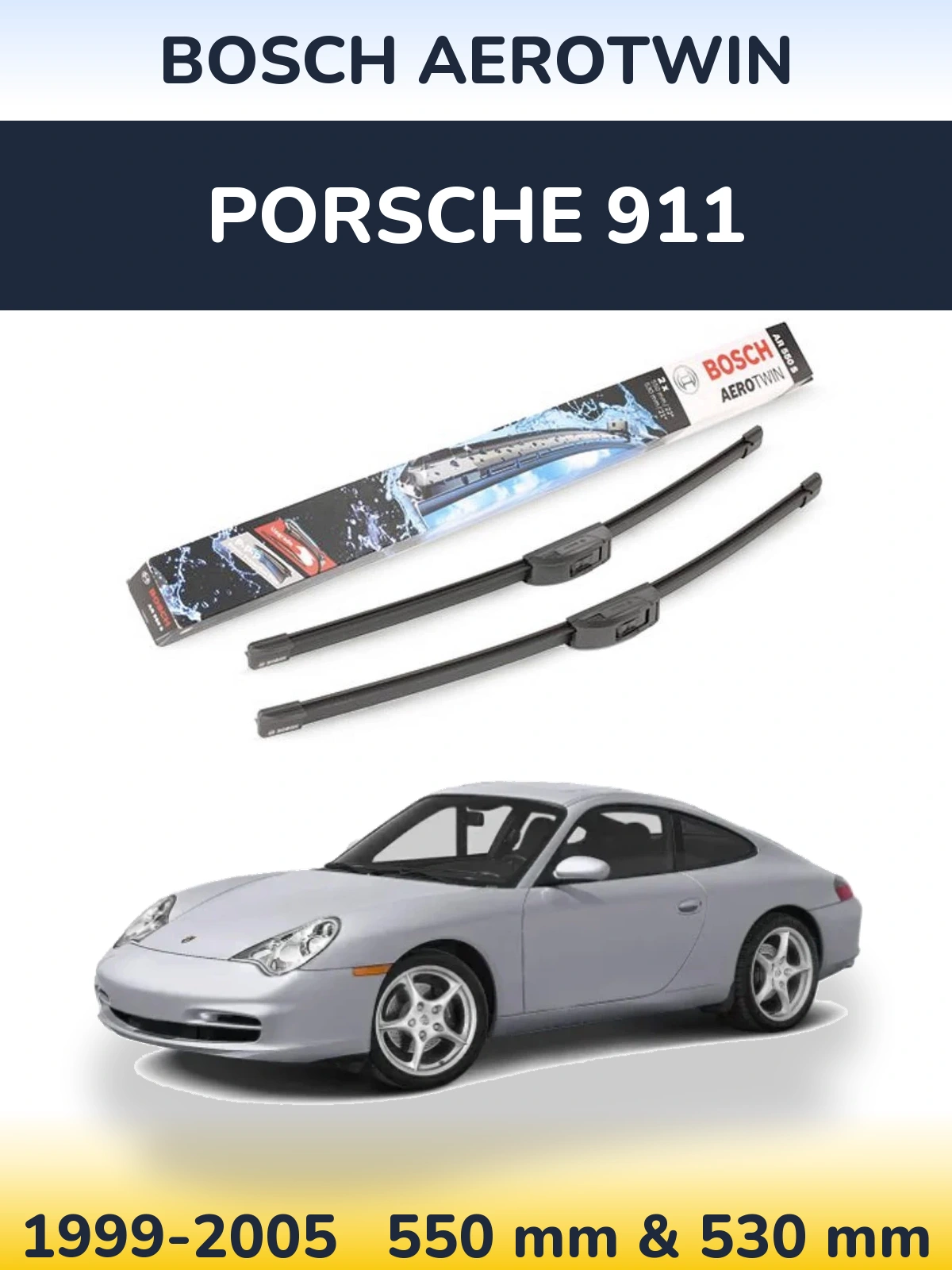 Komplet przednich wycieraczek BOSCH AeroTwin 550 & 530 mm do Porsche 911 1999-2005
