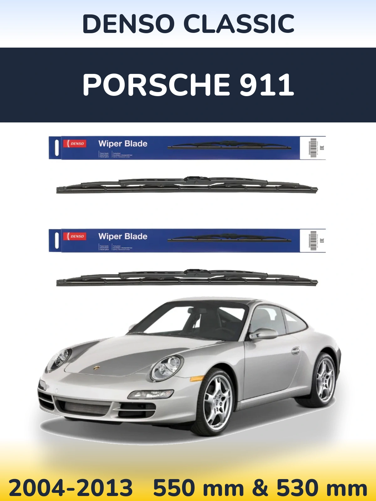 Komplet przednich wycieraczek Denso Classic 550 & 530 mm do Porsche 911 2004-2013