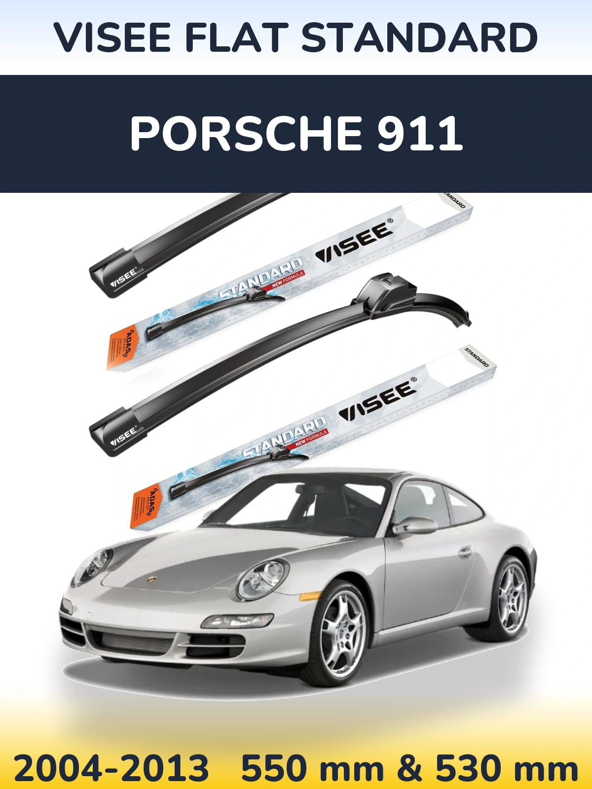 Komplet przednich wycieraczek VISEE FLAT STANDARD 550 & 530 mm do Porsche 911 2004-2013
