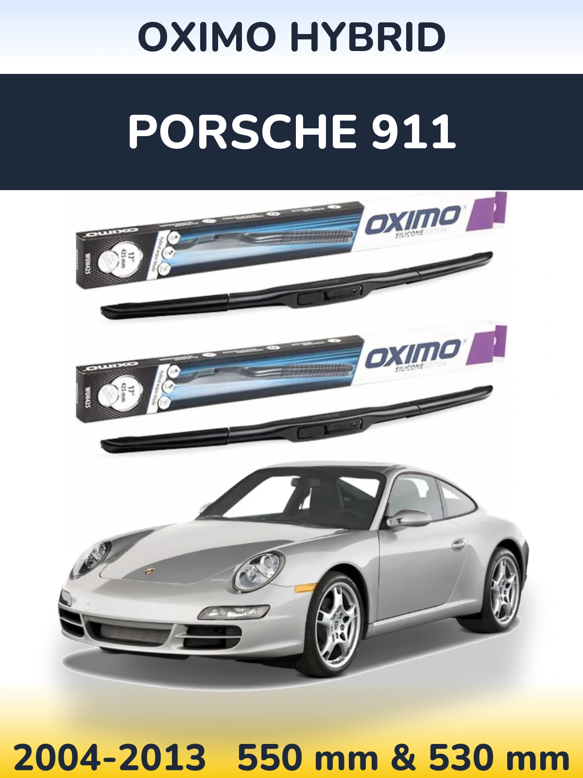 Komplet przednich wycieraczek Oximo Hybrid 550 & 530 mm do Porsche 911 2004-2013